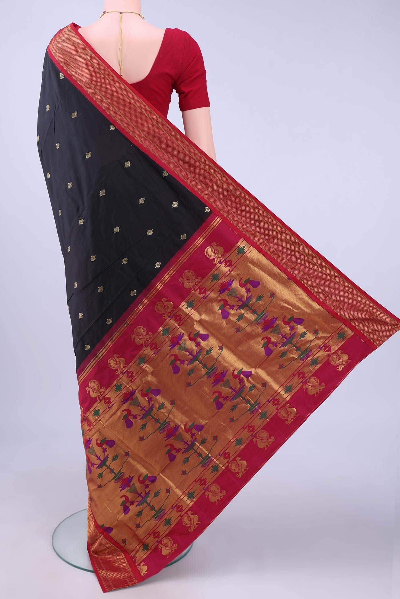 Black Blended Bangalore Silk - kadyal Saree - Image 2