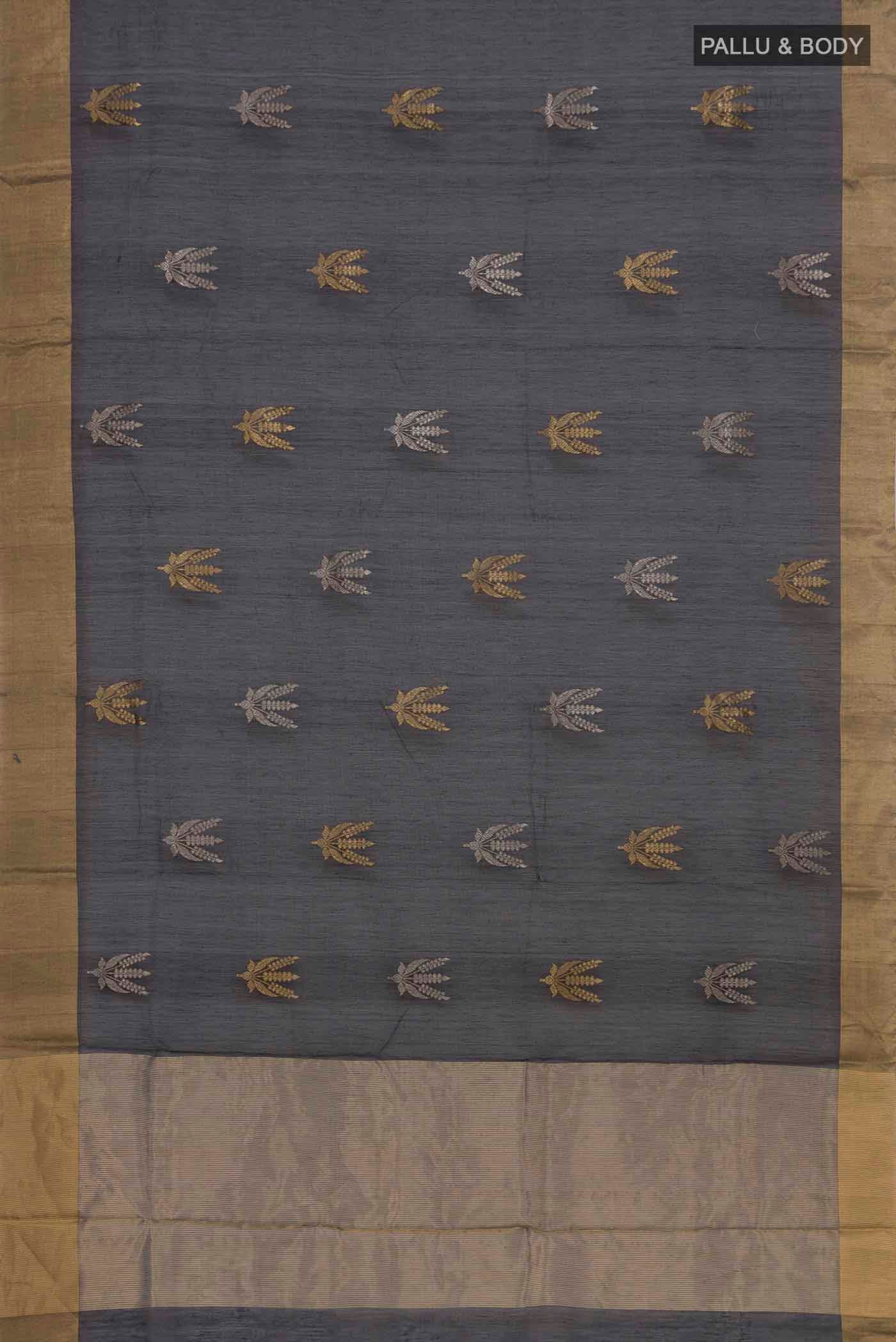 Black Chanderi Silk Cotton Saree - Image 4