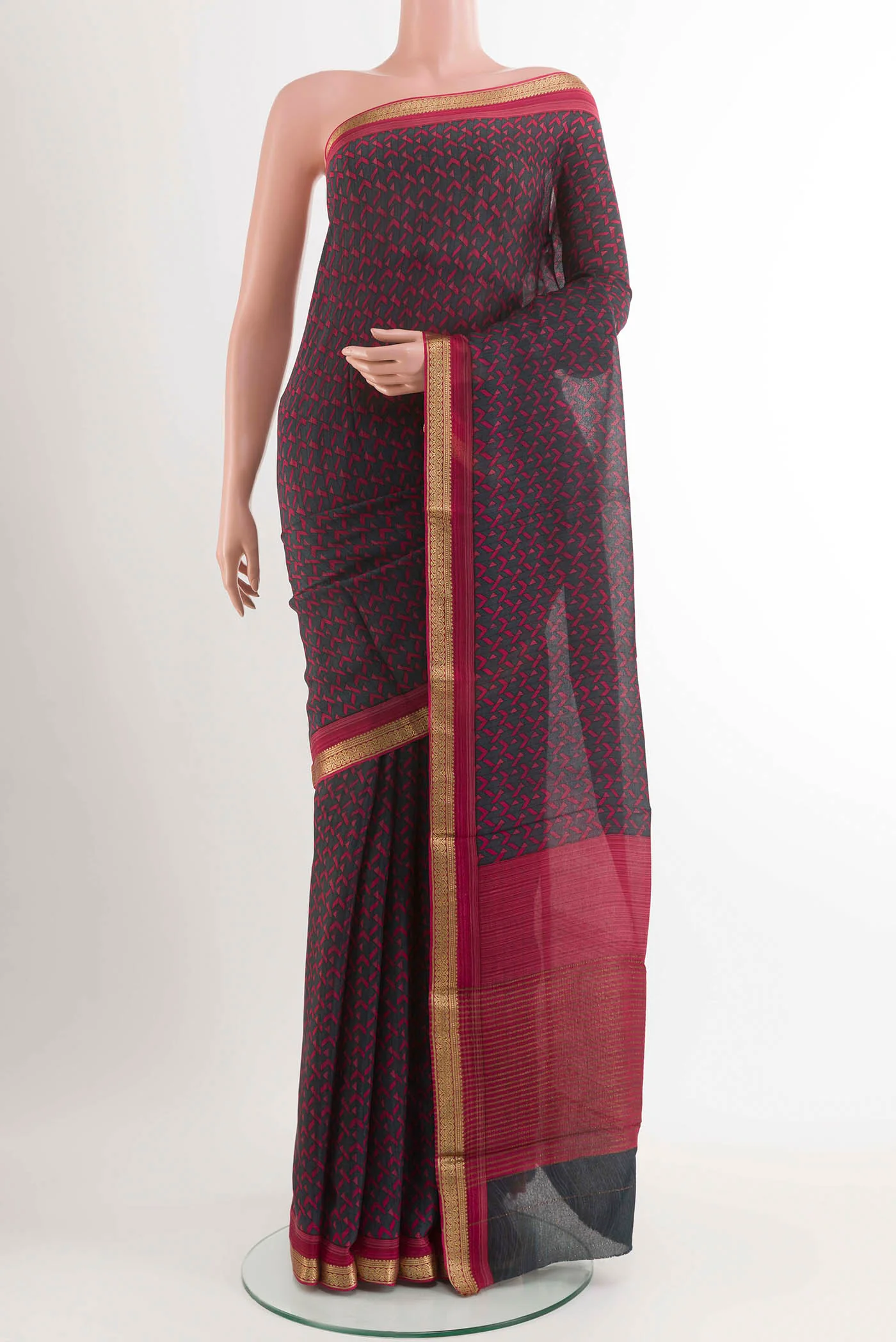 Black Crepe Saree