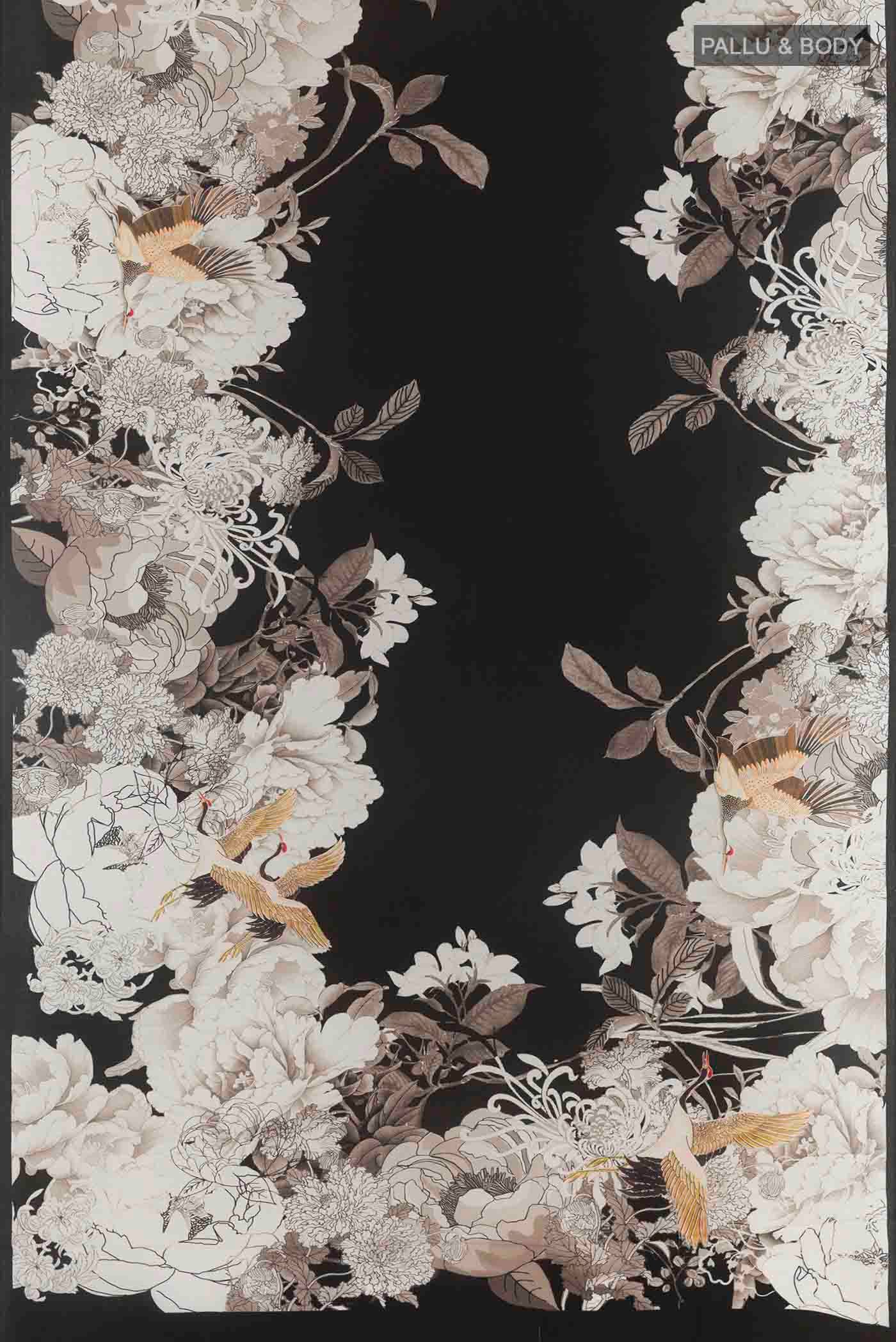 Black Mysore Crepe Saree - Image 3