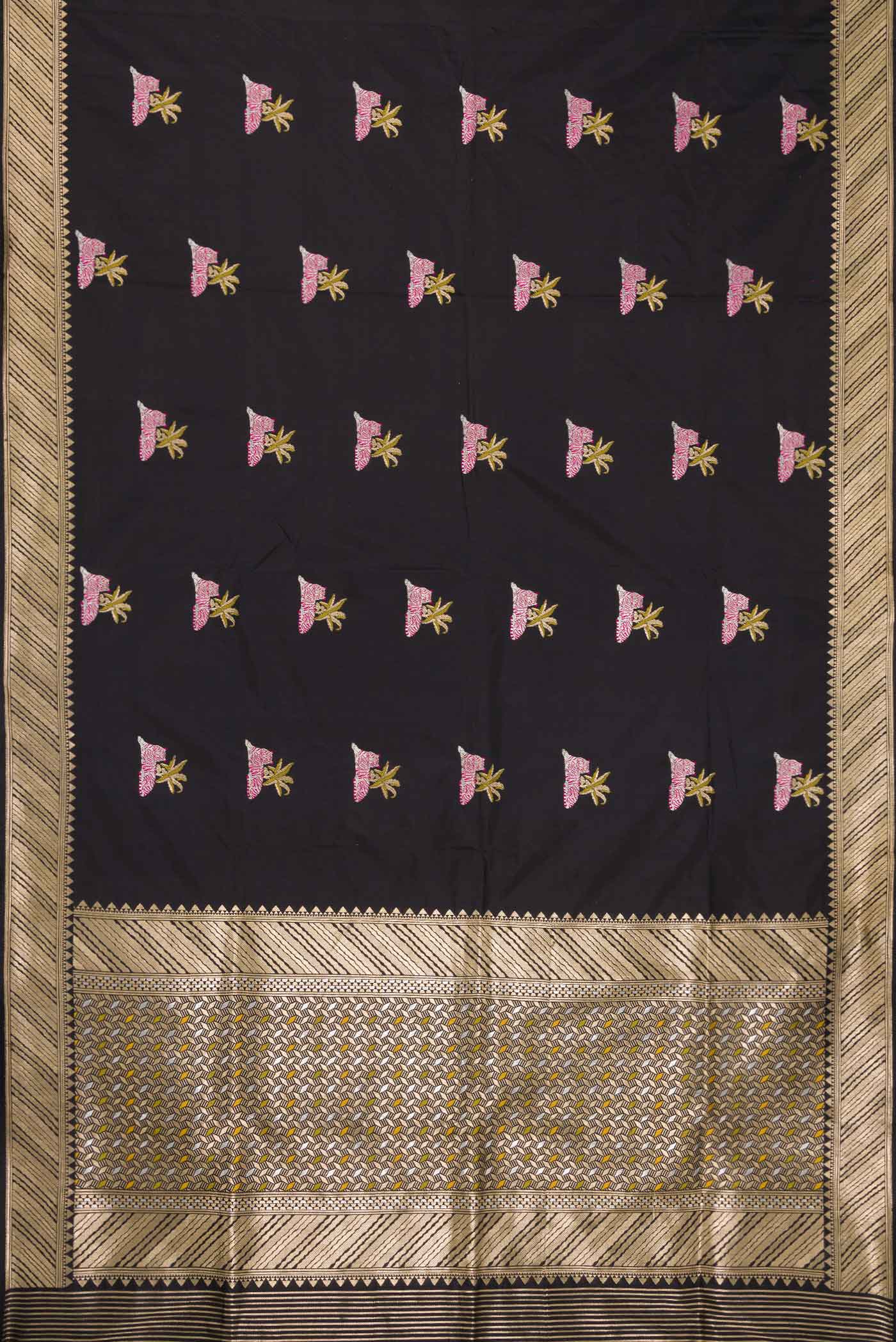 Black Dual Tone Banarasi Silk Saree - Image 6