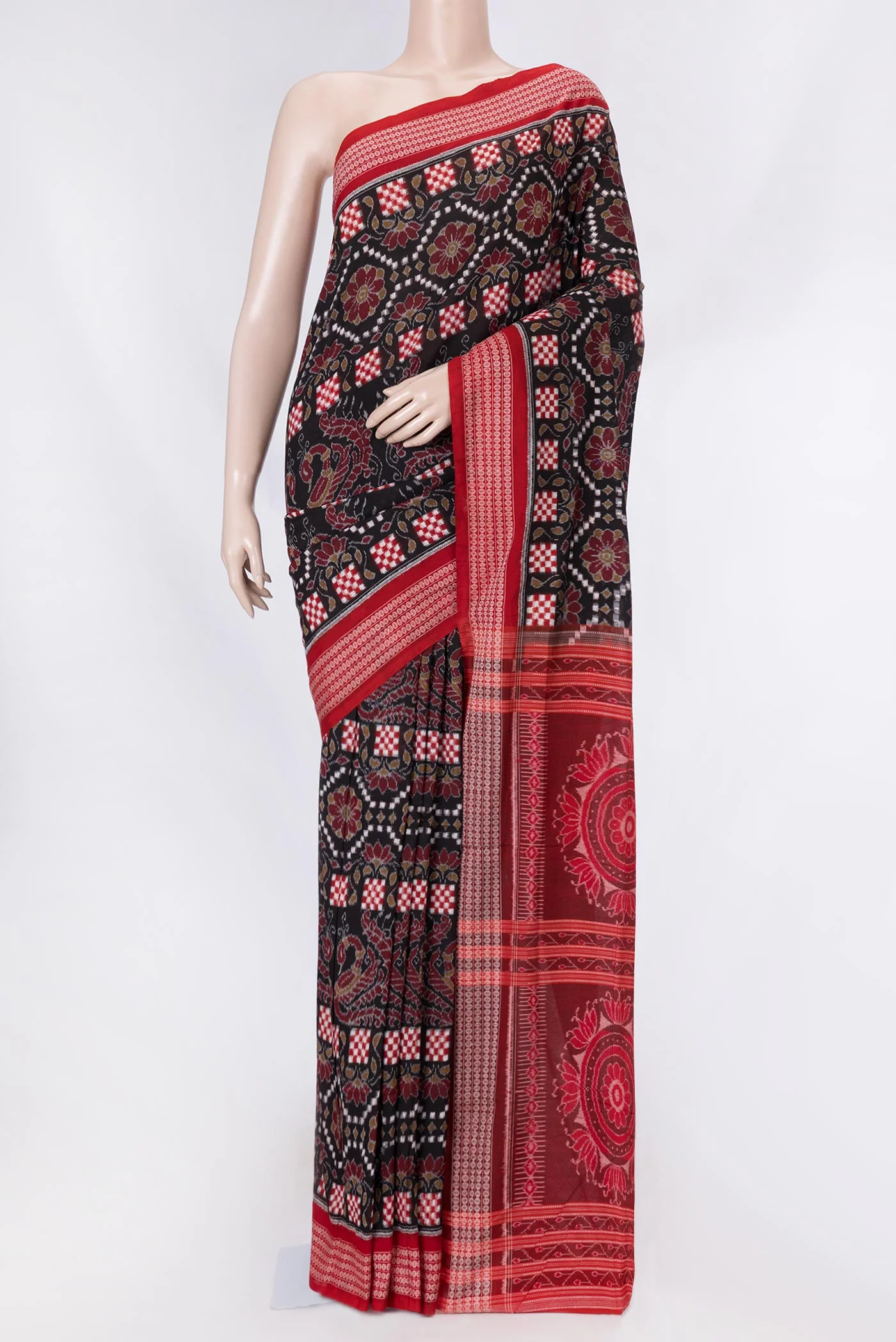 Black Dual Tone Double Ikat Saree