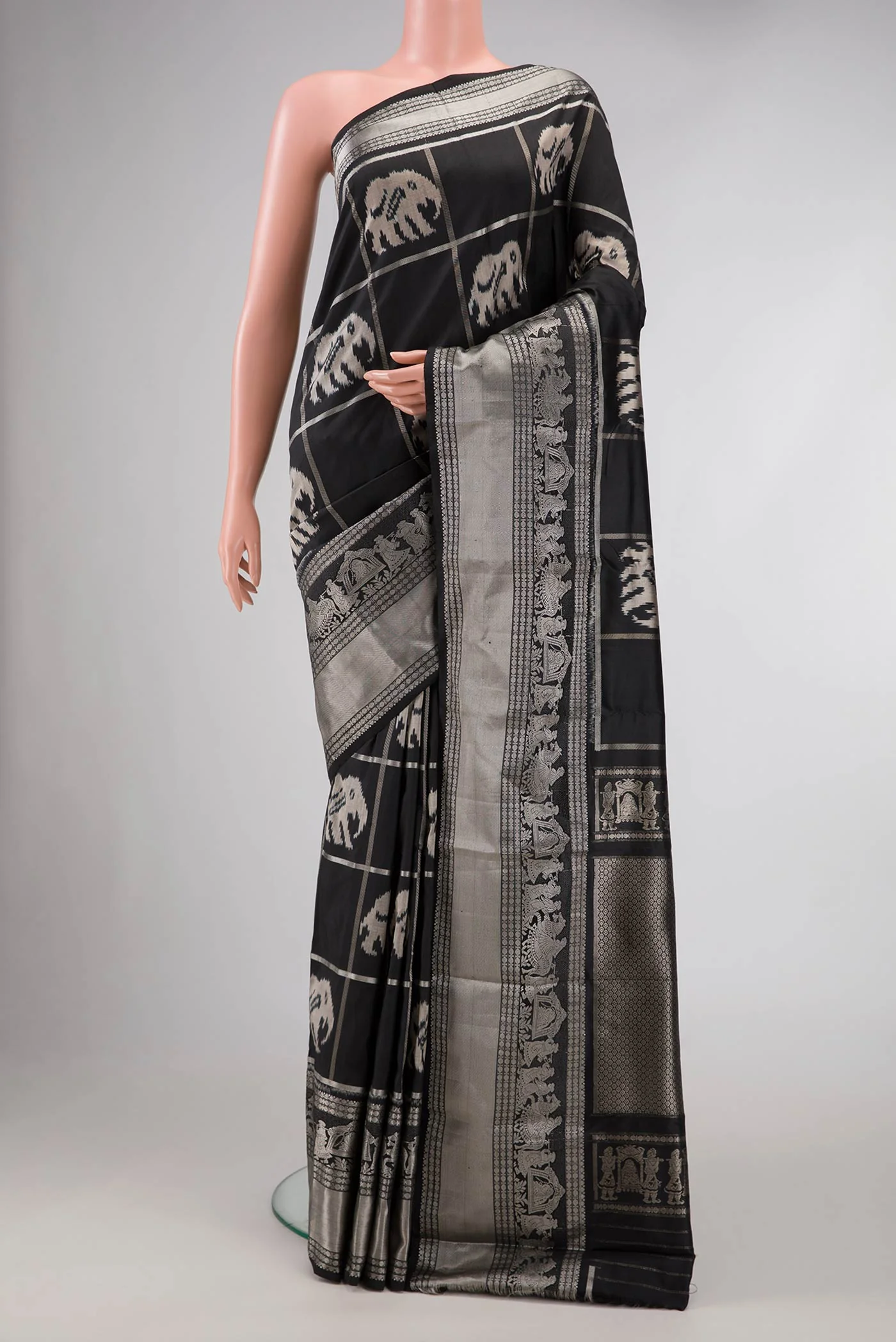 Black Pochampally Silk Saree