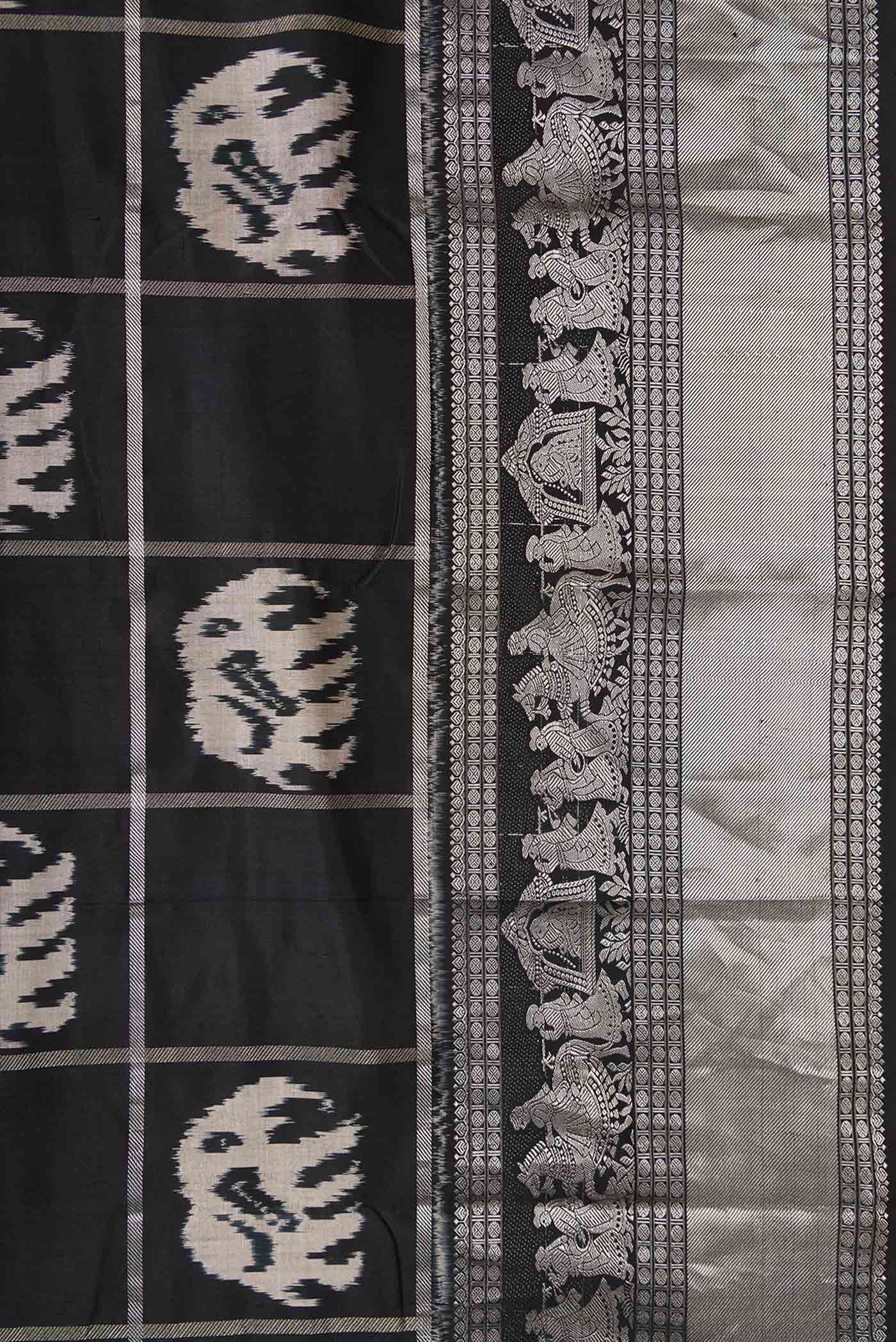 Black Pochampally Silk Saree - Image 3