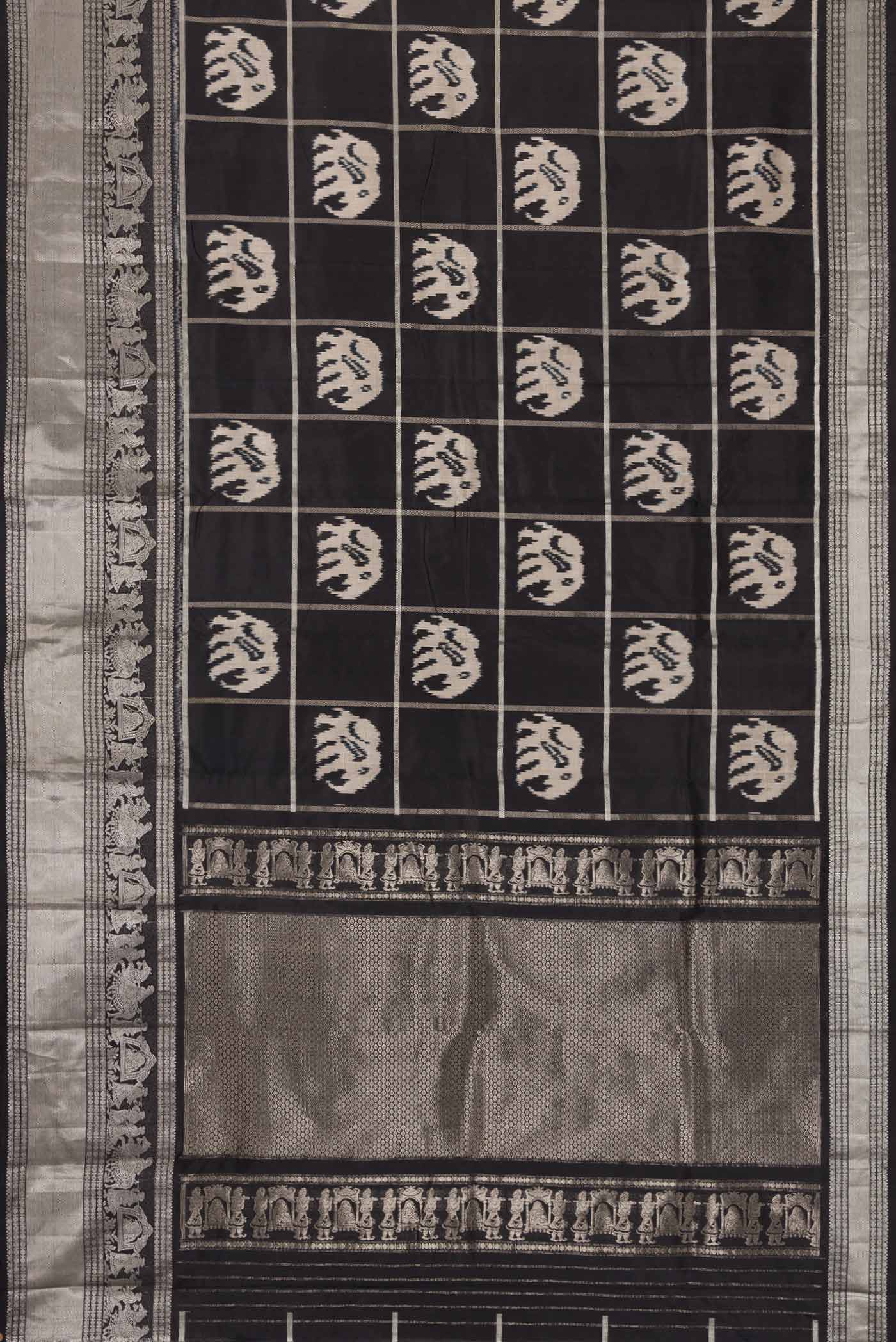 Black Pochampally Silk Saree - Image 6