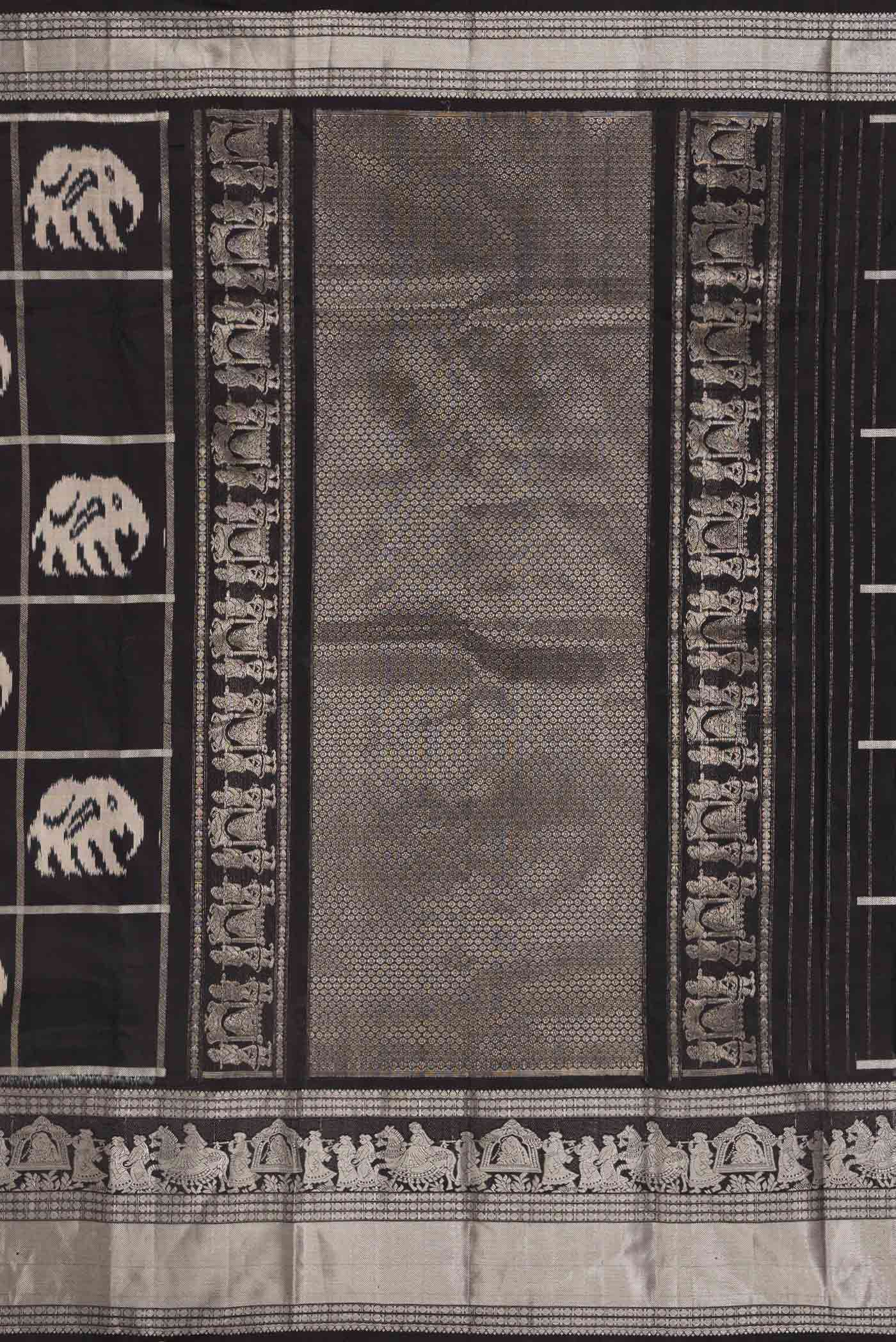 Black Pochampally Silk Saree - Image 7