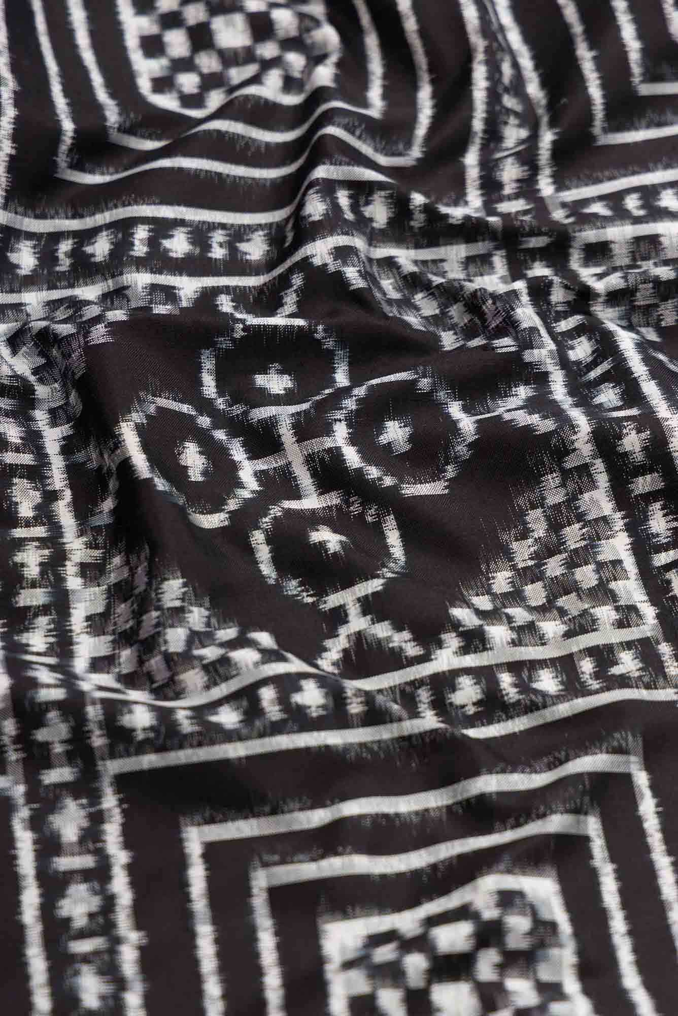 Black Dual Tone Double Ikat Saree - Image 3