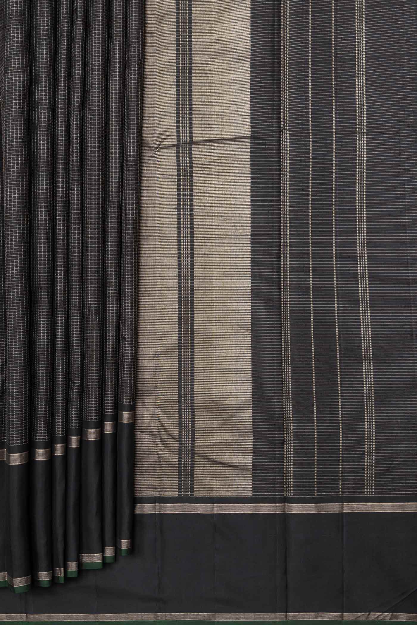 Black Dual Tone Kanchipuram Saree - Image 4
