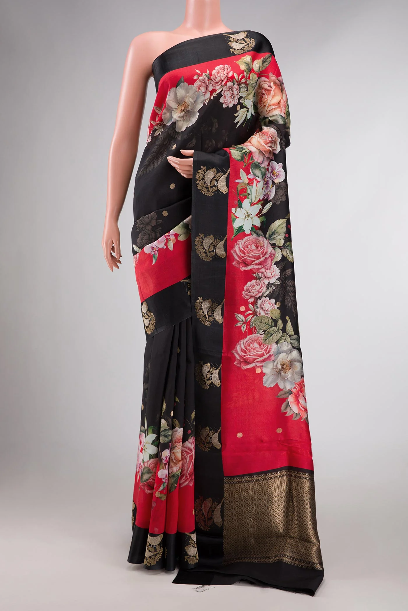 Black Dual Tone Kanjivaram Silk Saree