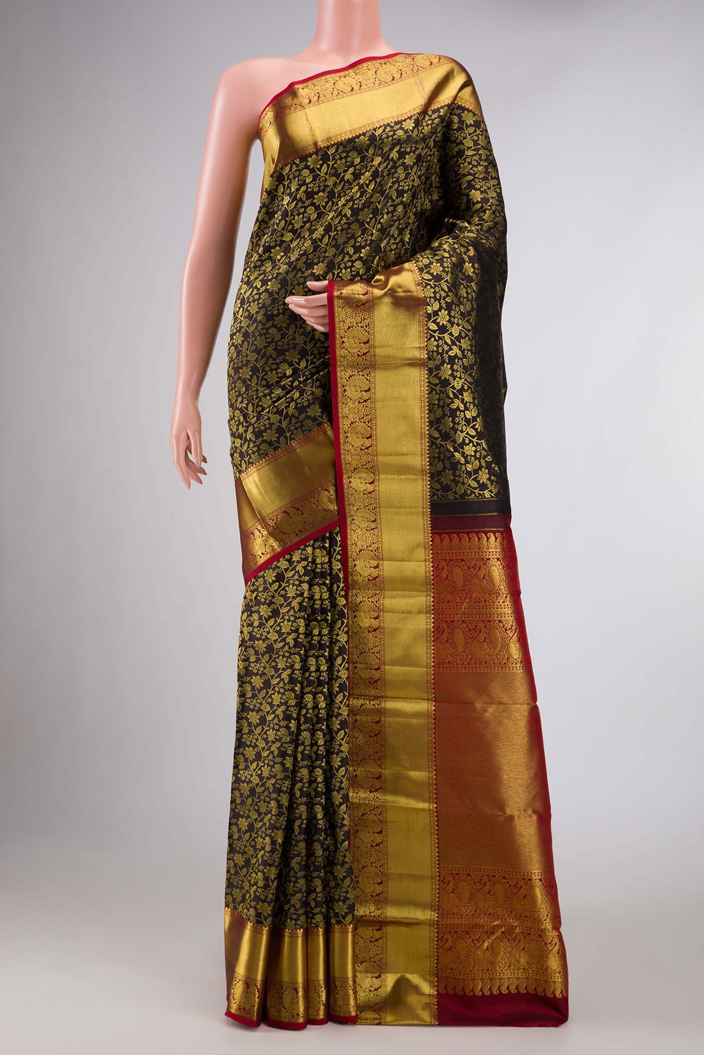 Black Dual Tone Kanchipuram Silk Saree