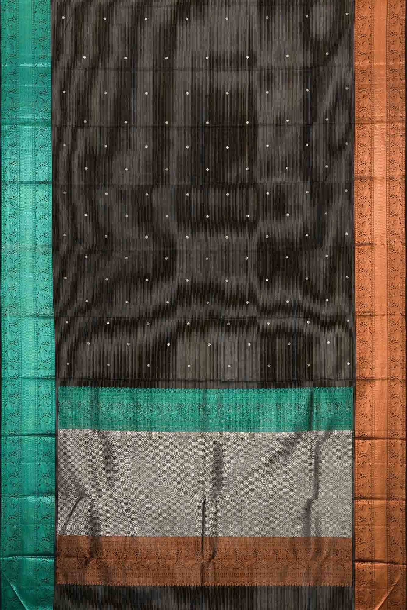 Black Dual Tone Kanjivaram Silk Saree - Image 4