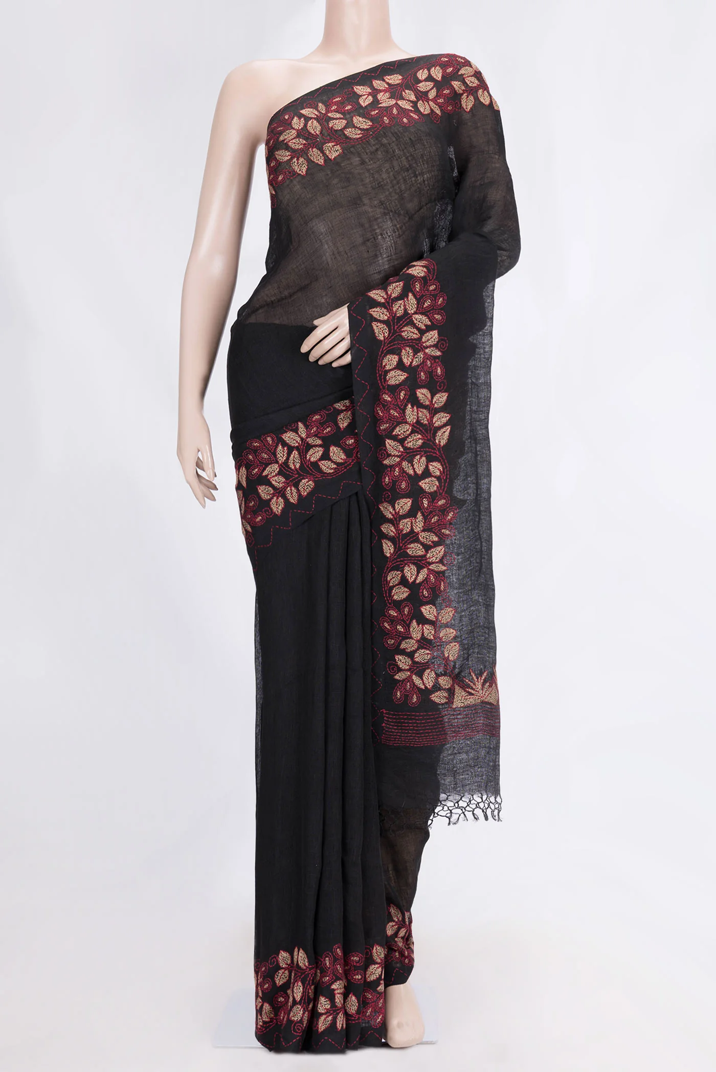 Black Linen Saree