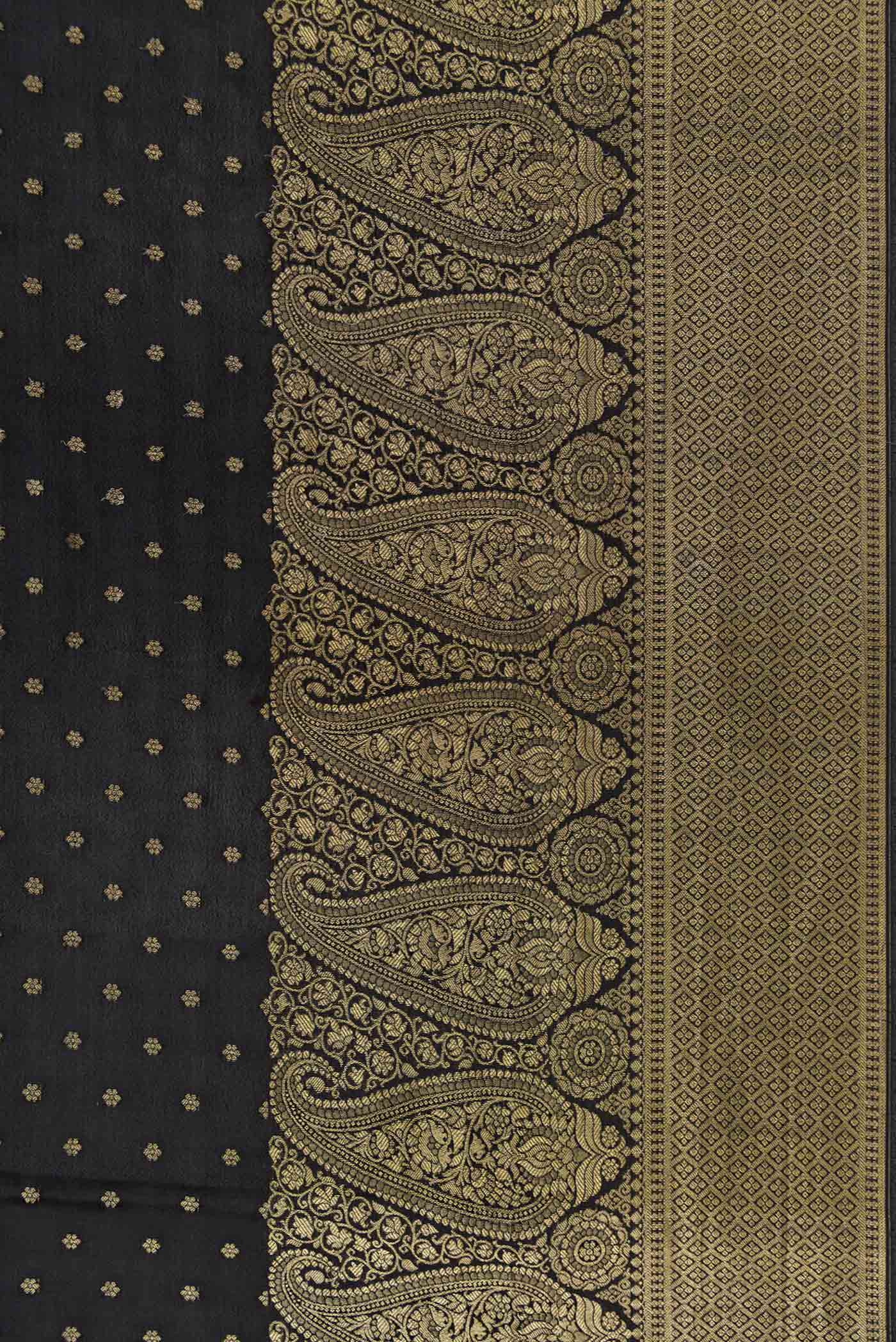 Black Mysore Crepe Saree - Image 3