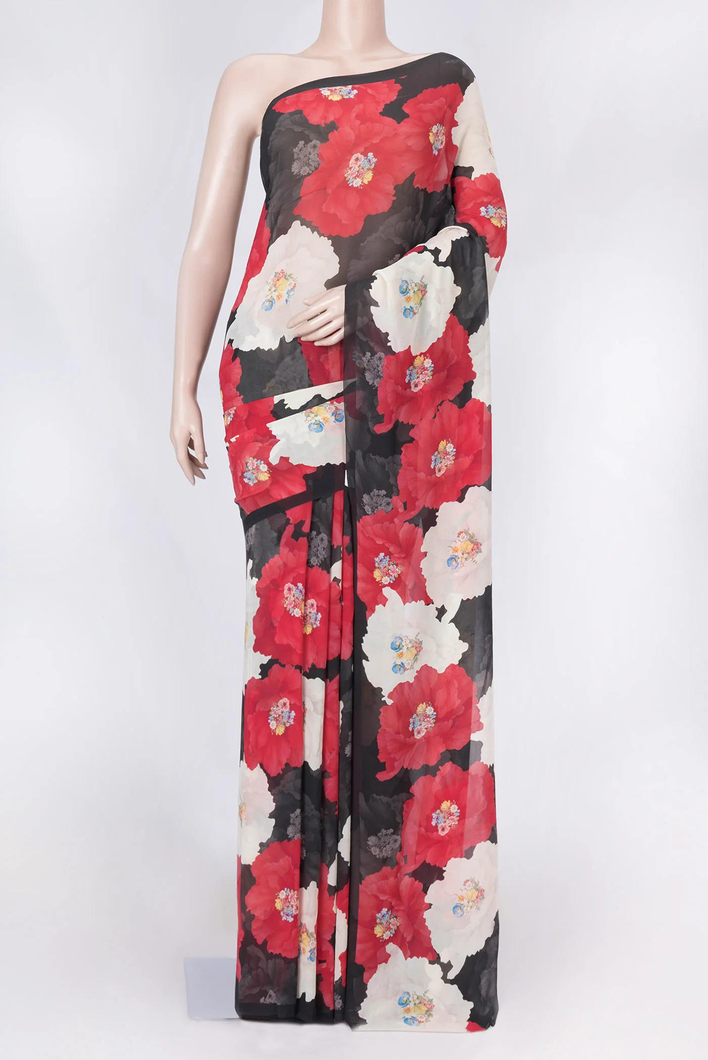 Black Dual Tone Mysore Georgette Saree