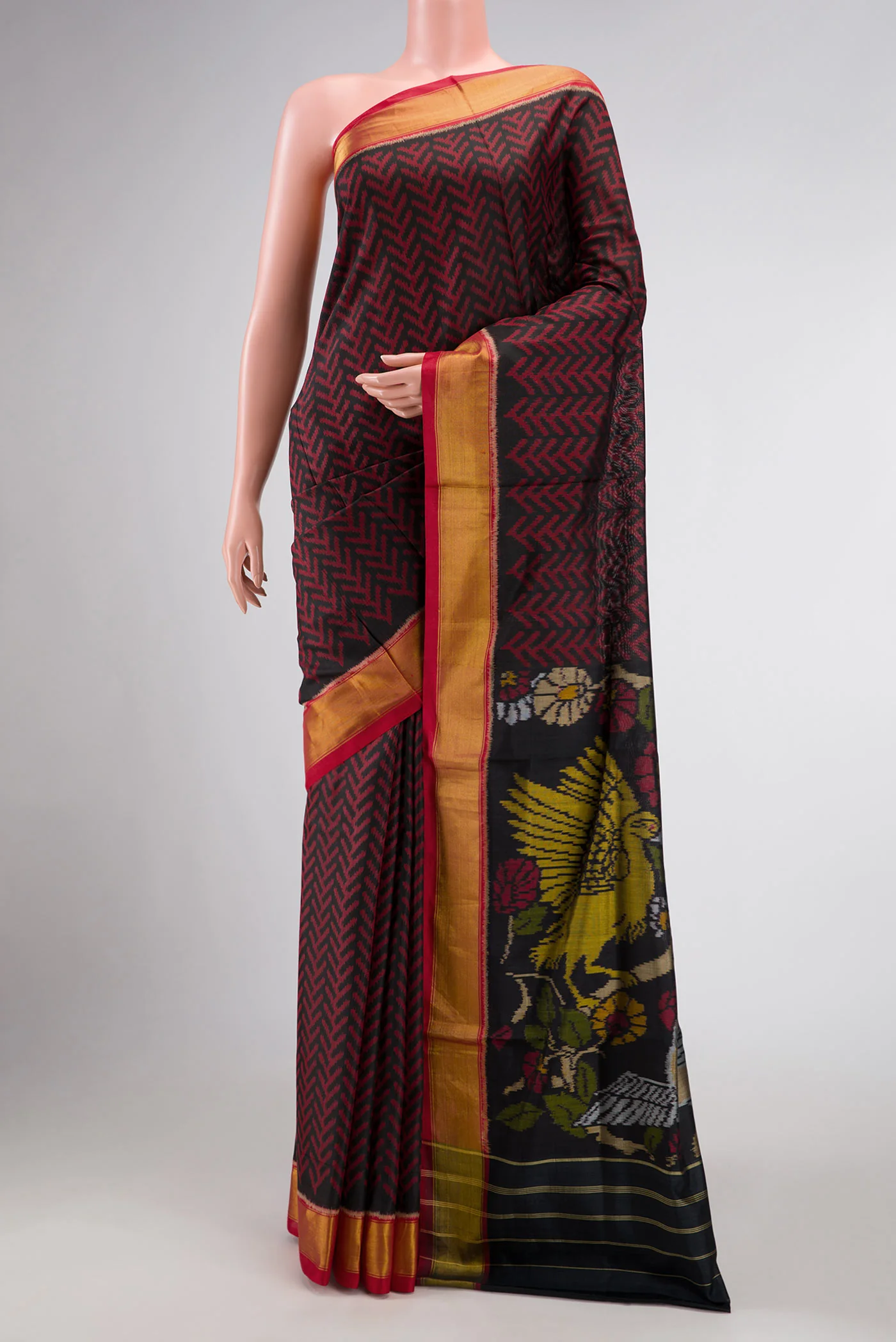 Black Dual Tone Rajkot Patola Silk Saree