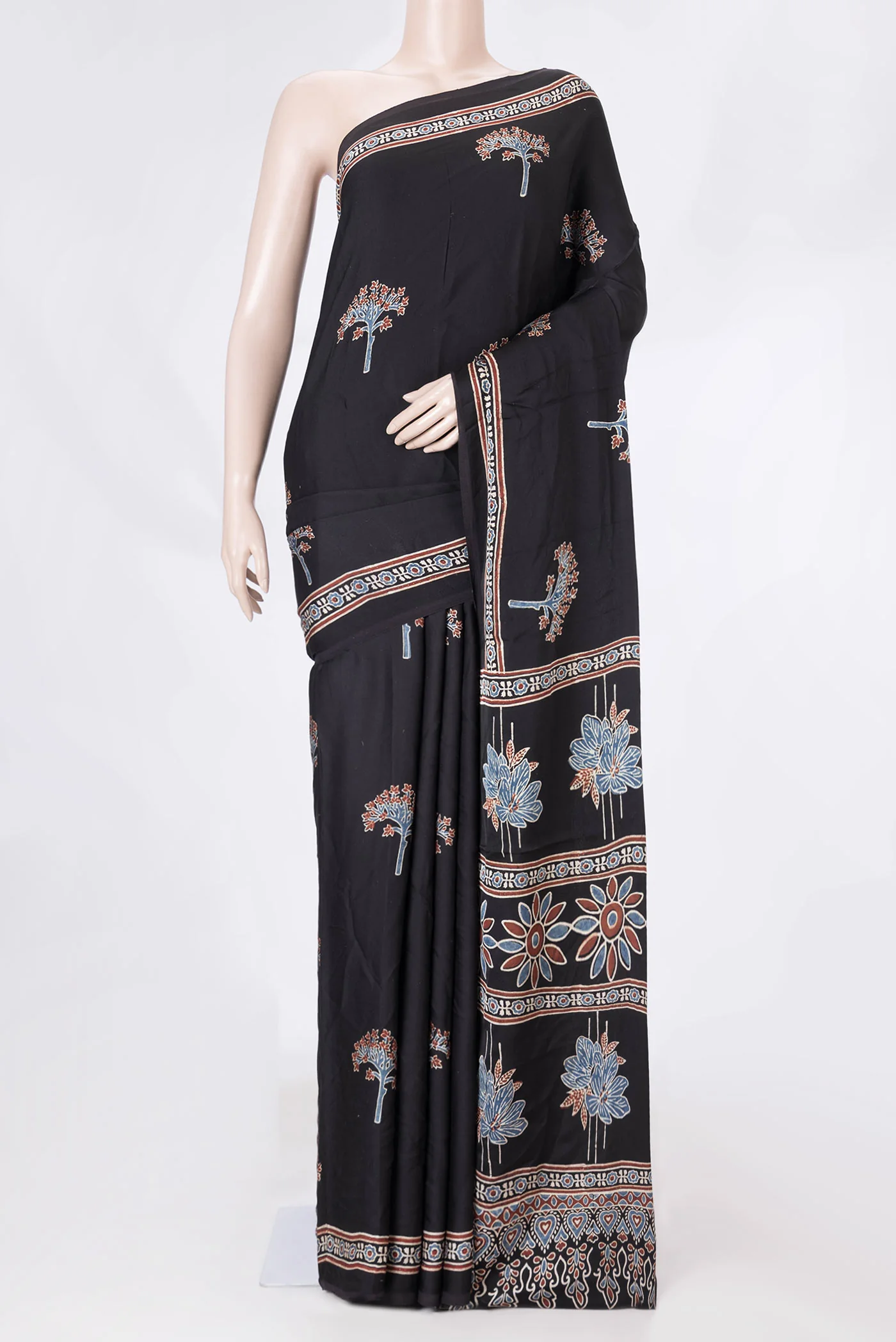 Black Dual Tone Satin Silk Saree