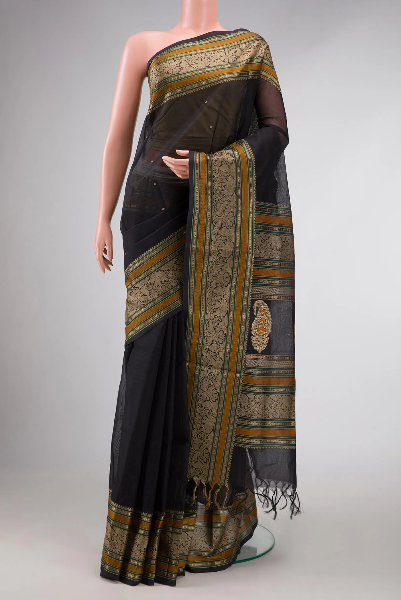 Black Dual Tone Silk Cotton Saree