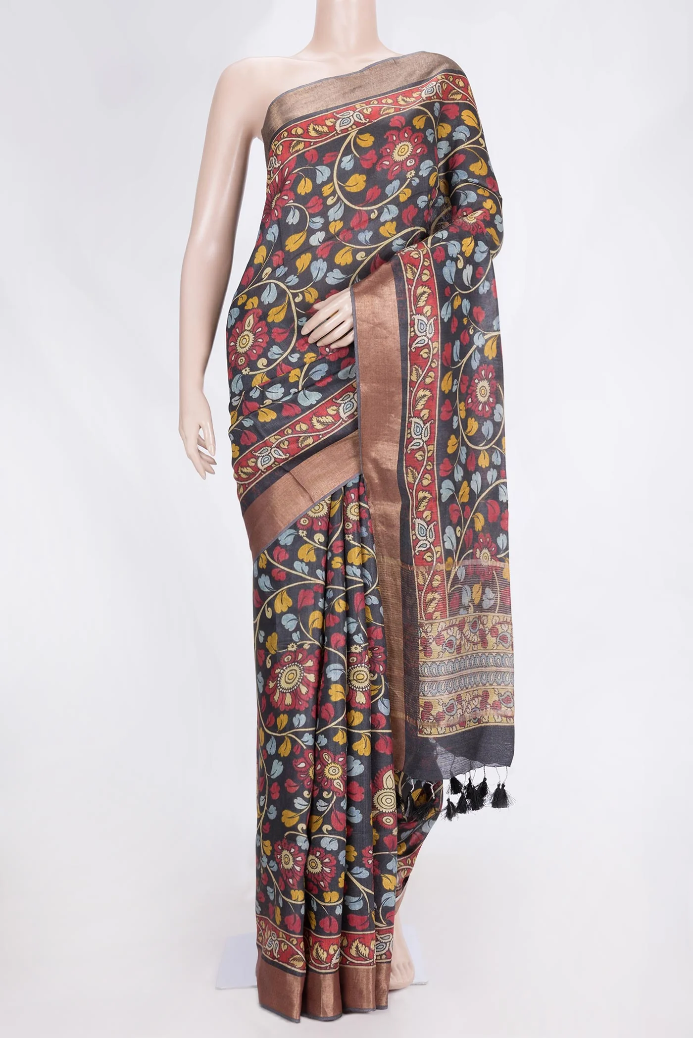 Black Dual Tone Tussar Saree
