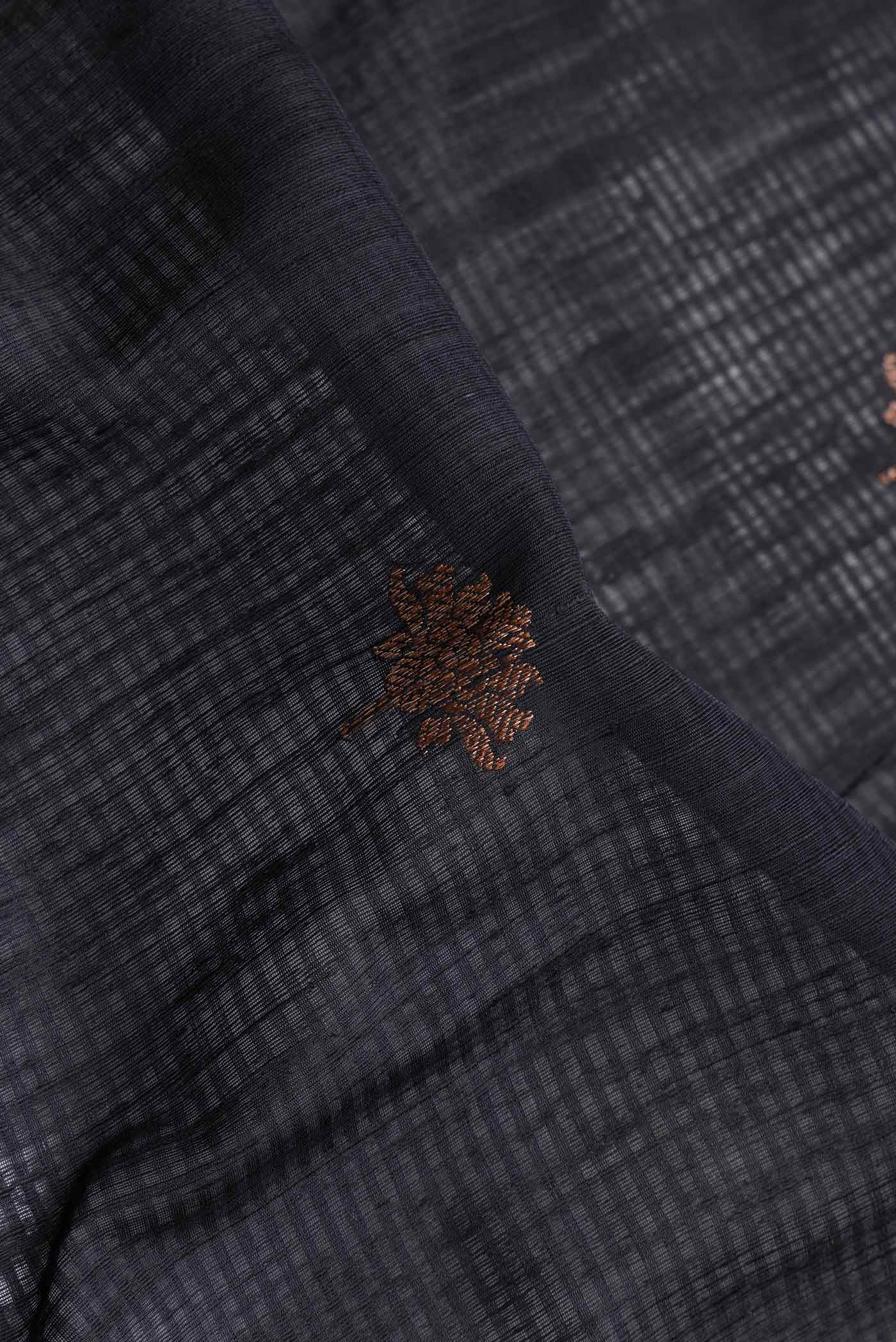 Black Banarasi Tussar Silk Saree - Image 2