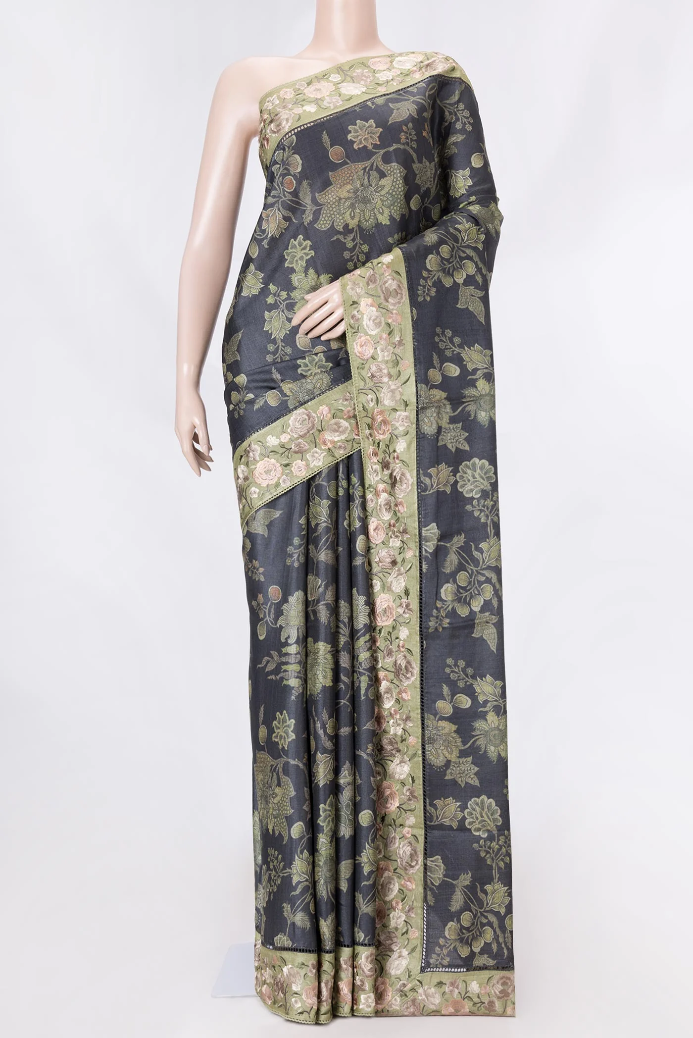 Black Dual Tone Tussar Saree