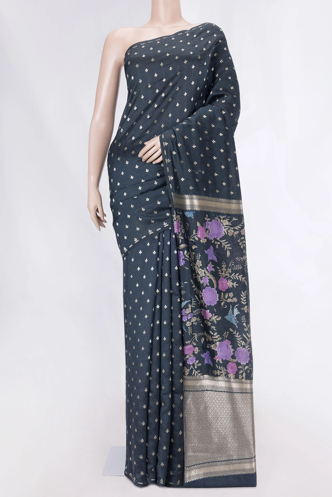 Black Tussar Silk Saree