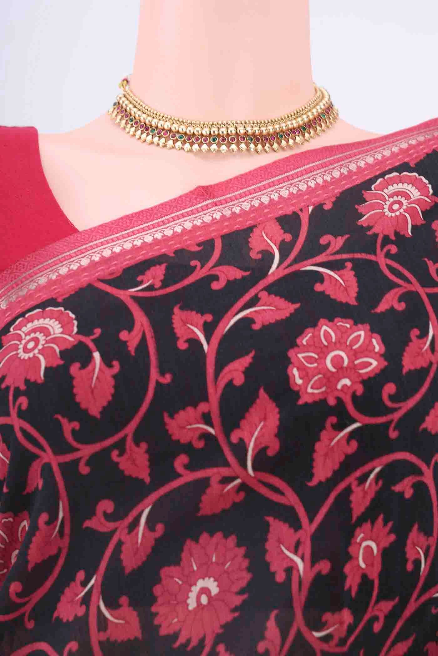 Black Dual Tone Tussar Silk Saree - Image 2