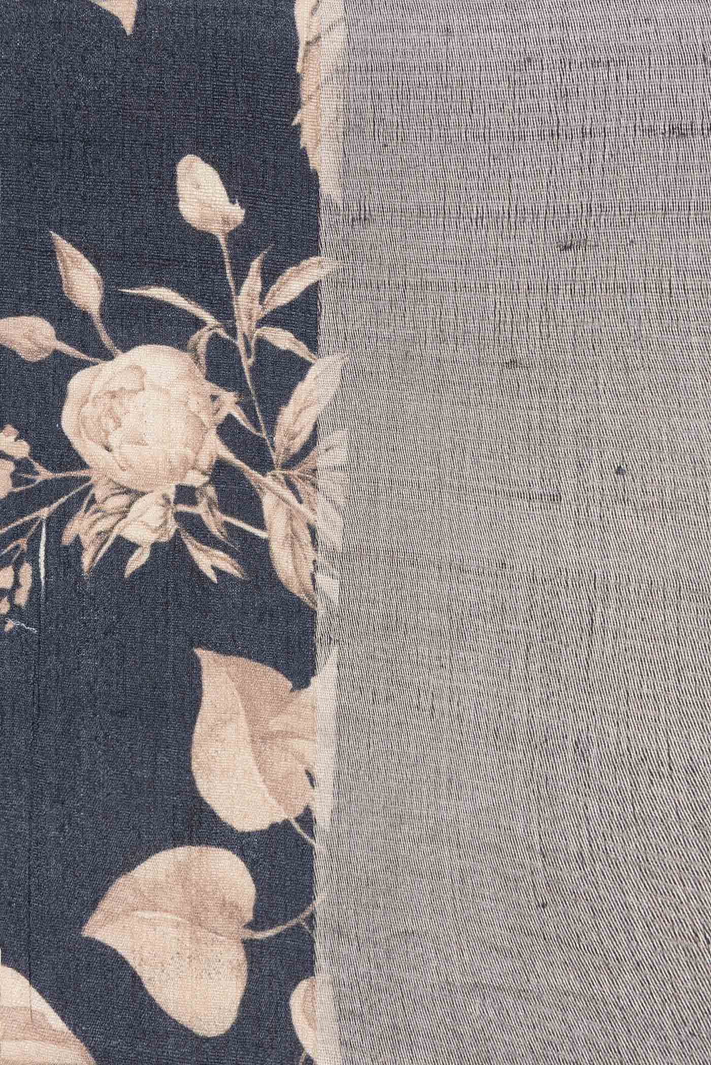 Black Dual Tone Tussar Silk Saree - Image 3