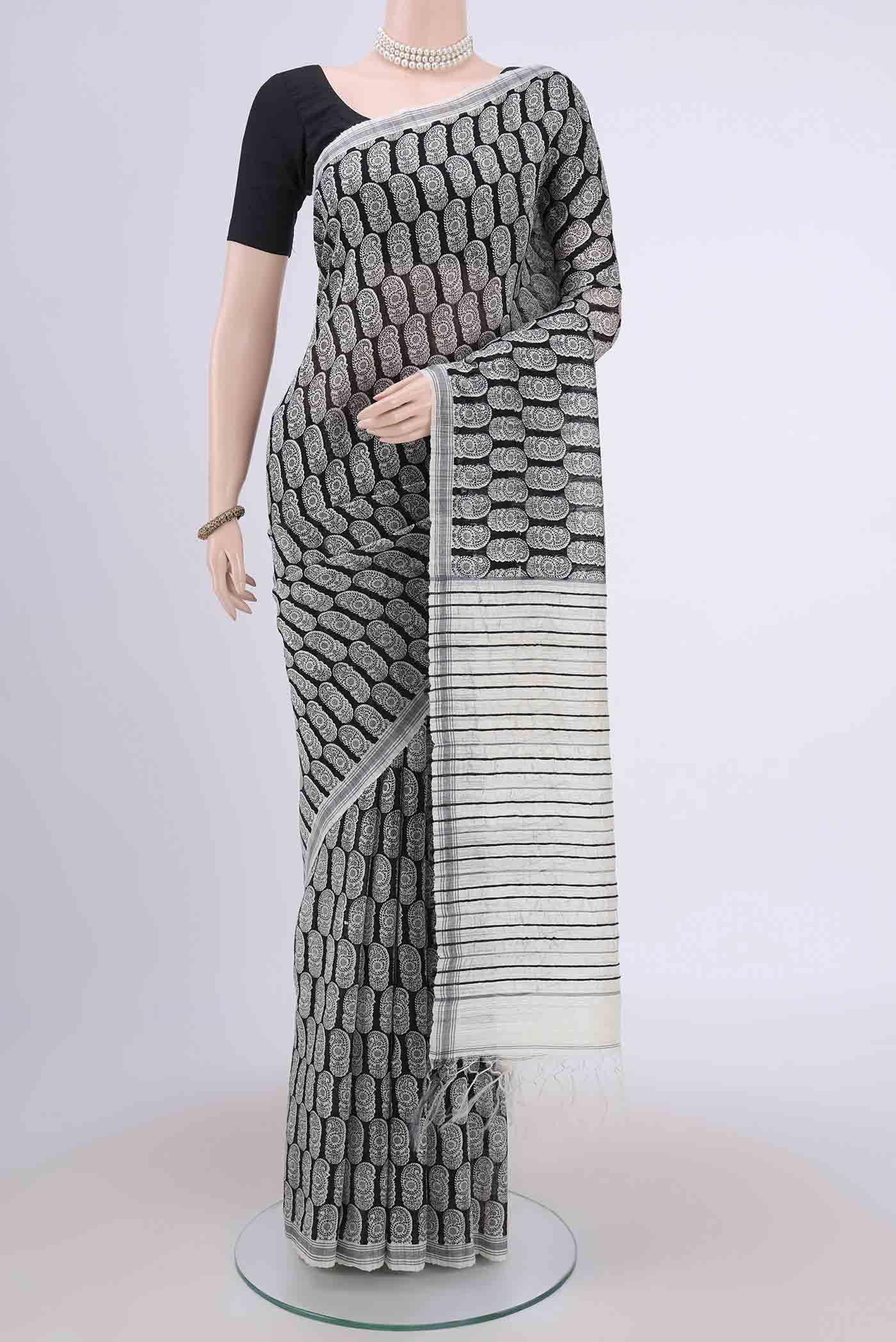 Black Tussar Silk Saree