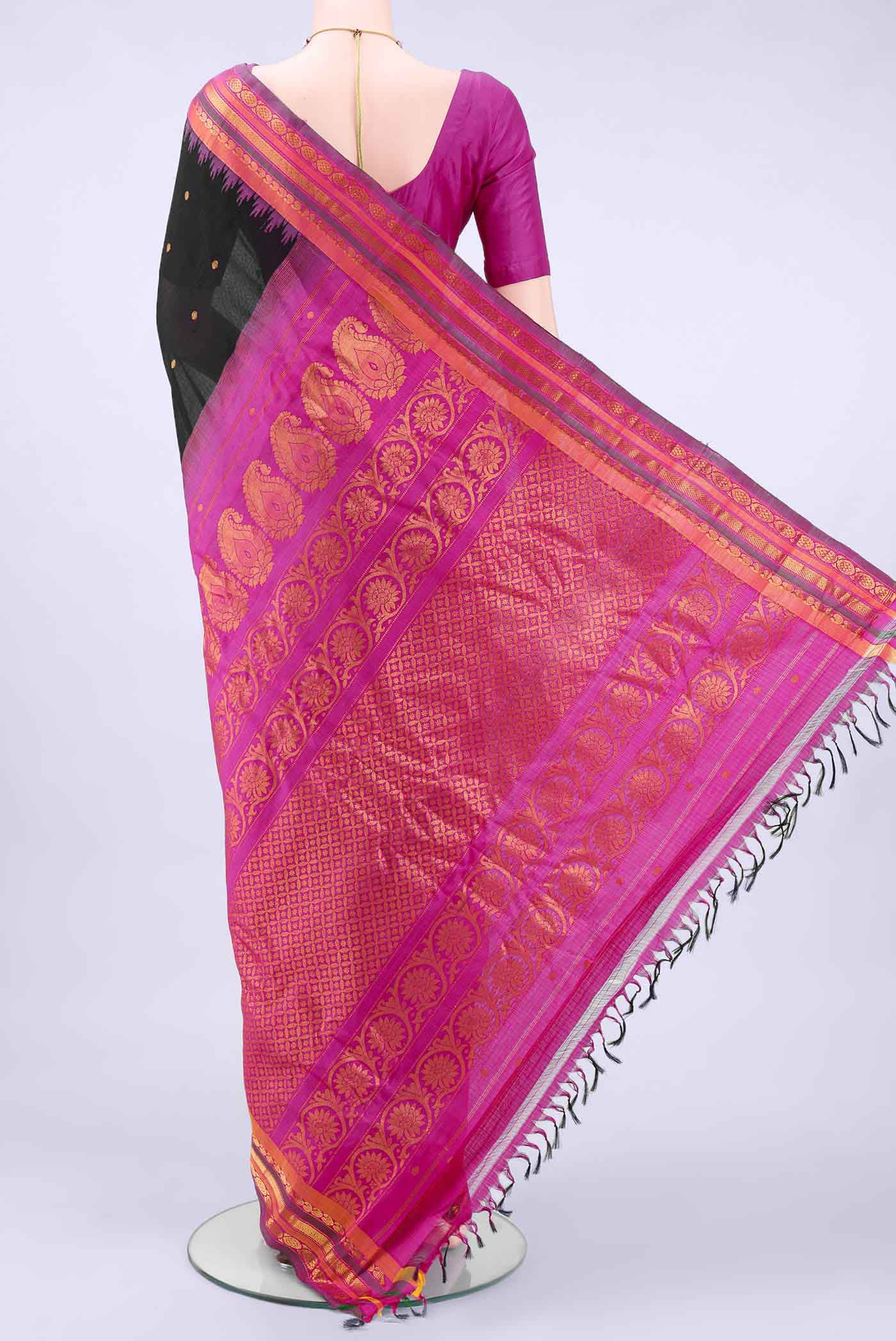 Black Gadwal Silk Saree - Image 3