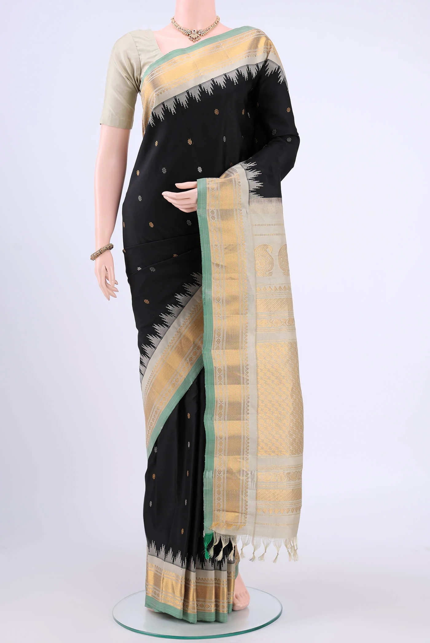 Black Gadwal Silk Saree