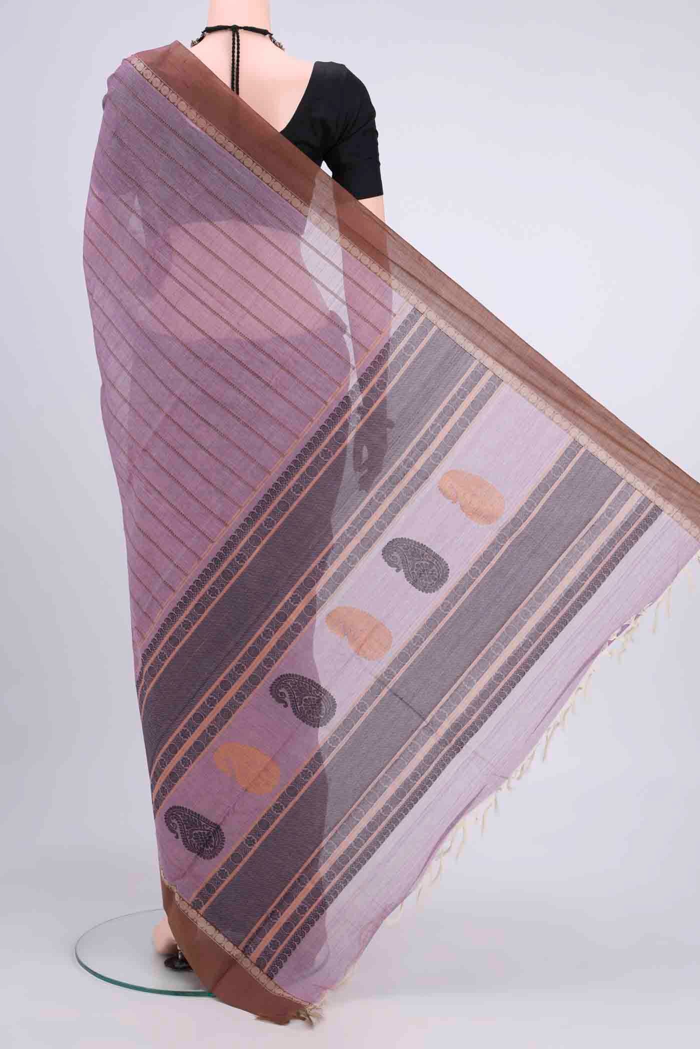 Lavender Kanchi Cotton Saree - Image 3