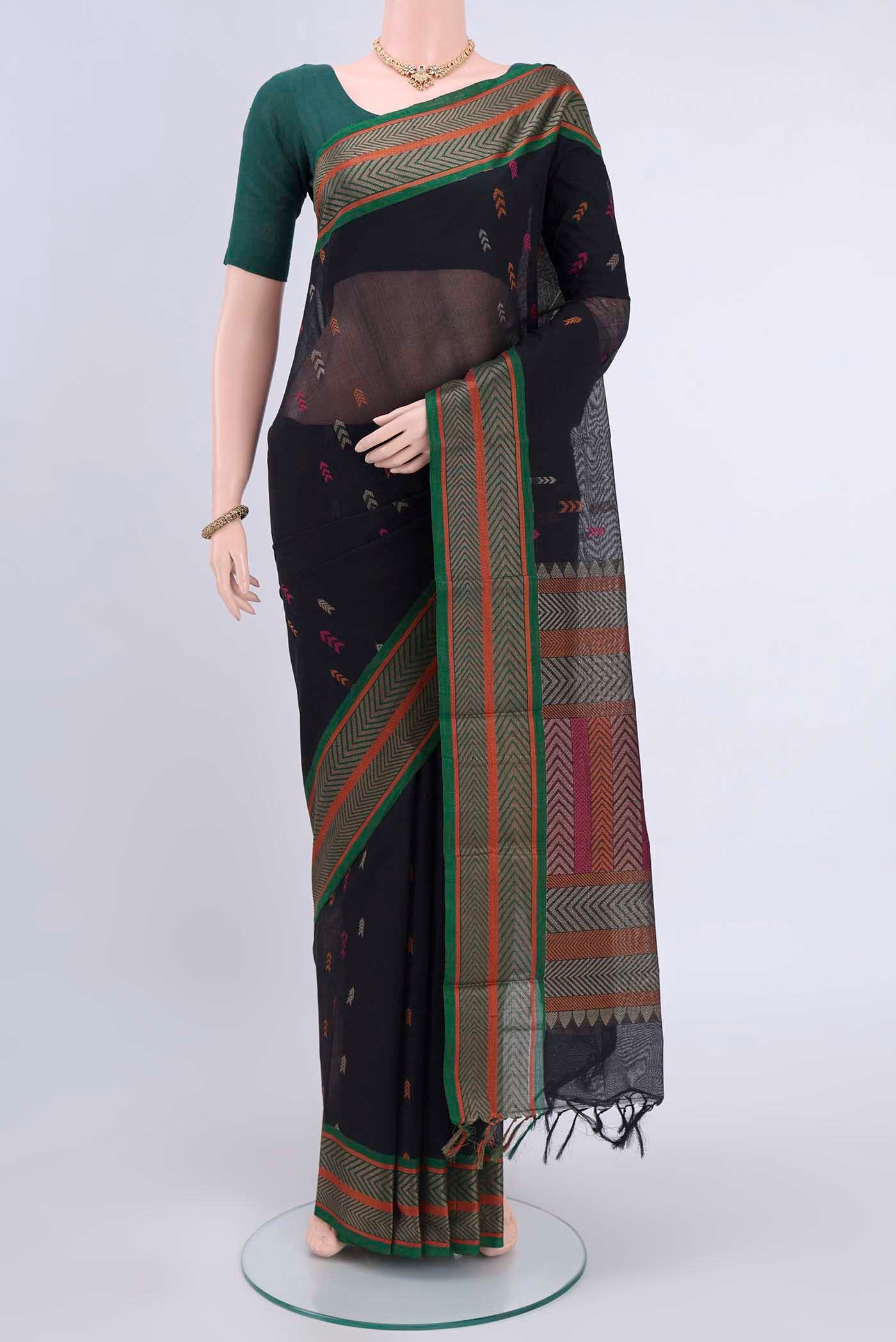 Black Kanchi Cotton Saree