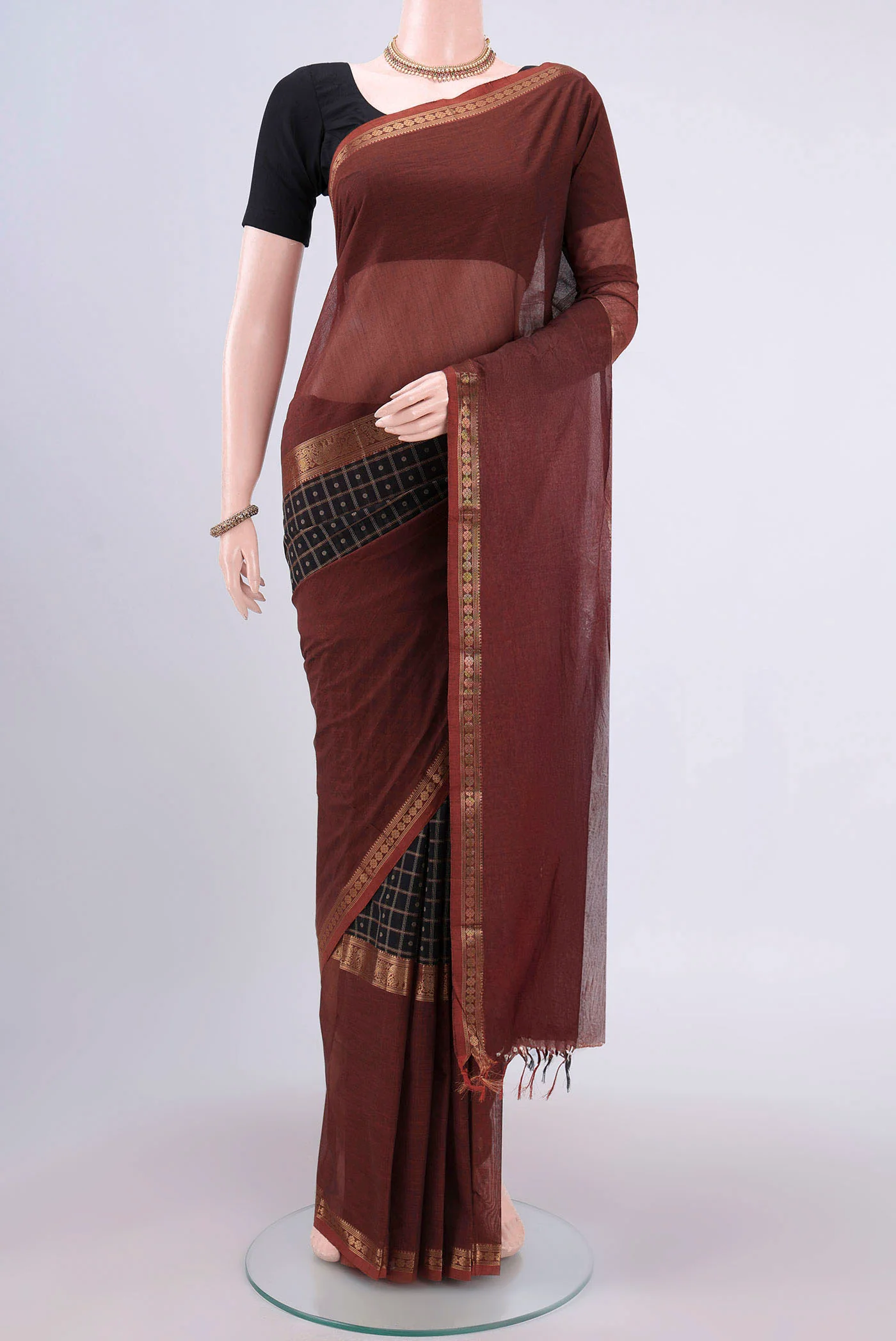 Black Kanchi Cotton Saree