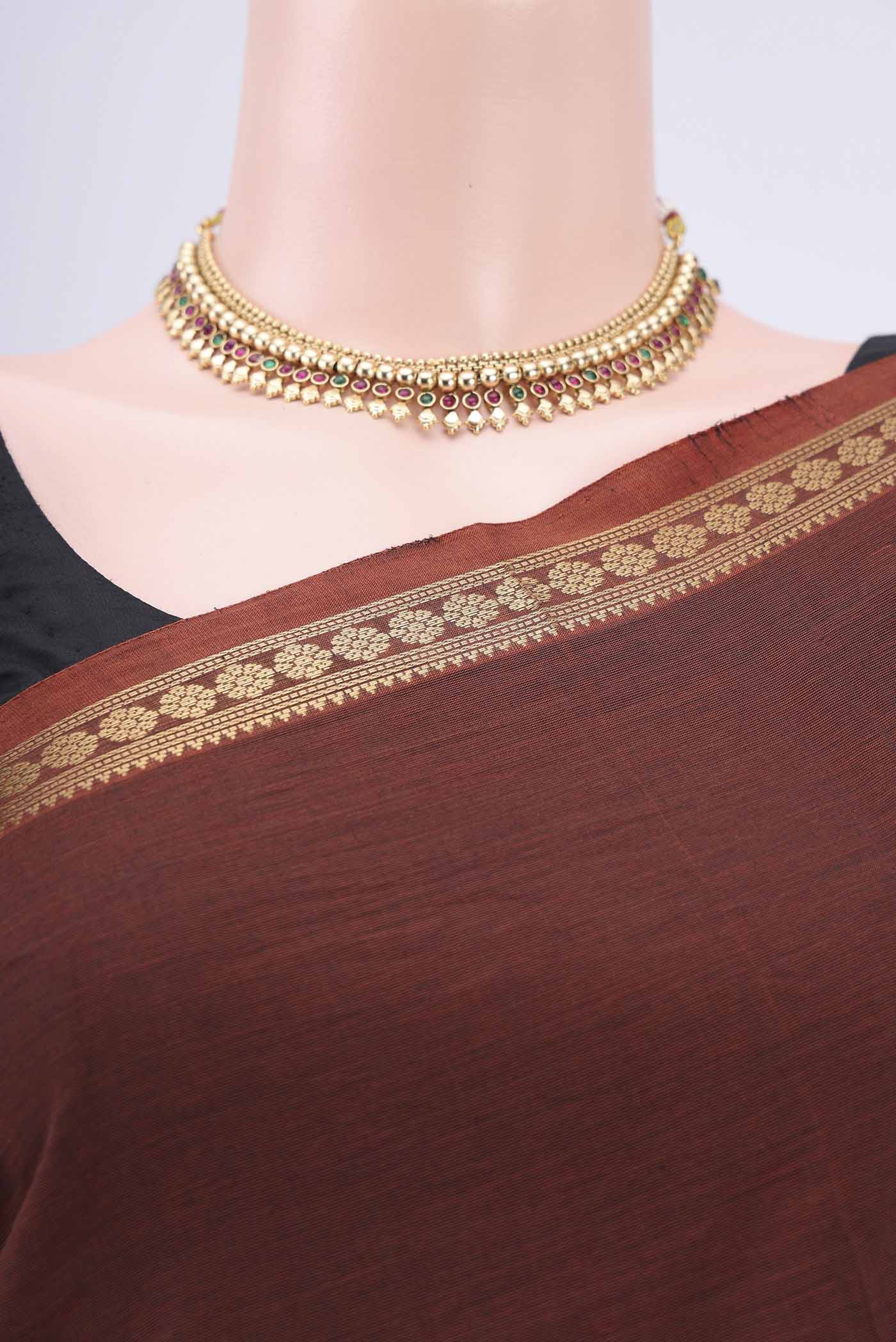 Black Kanchi Cotton Saree - Image 2