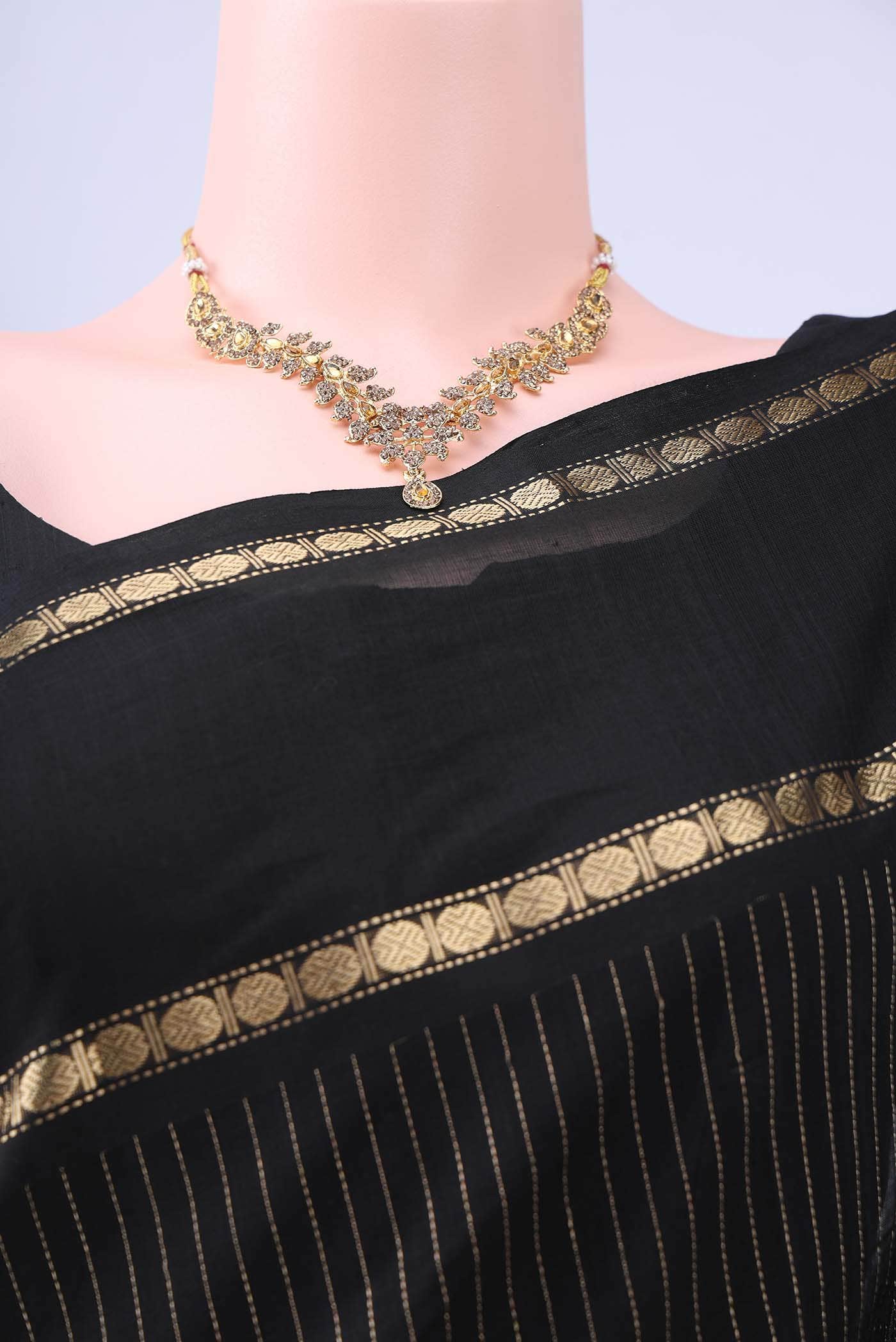 Black Kanchi Cotton Saree - Image 3