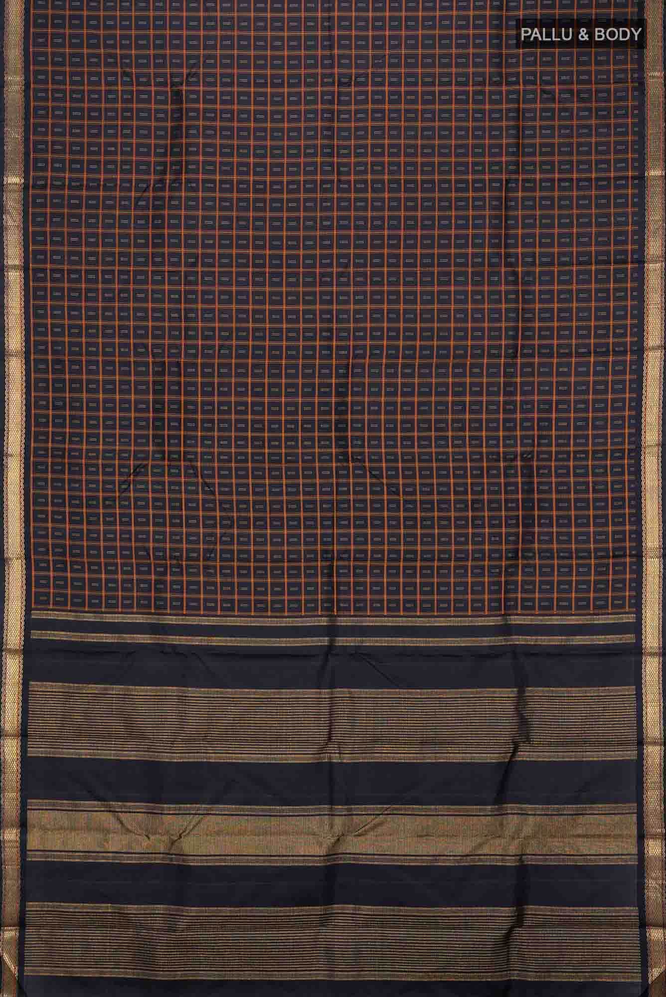 Pure Silk Pure Zari Black Kanjivaram Saree - Image 4