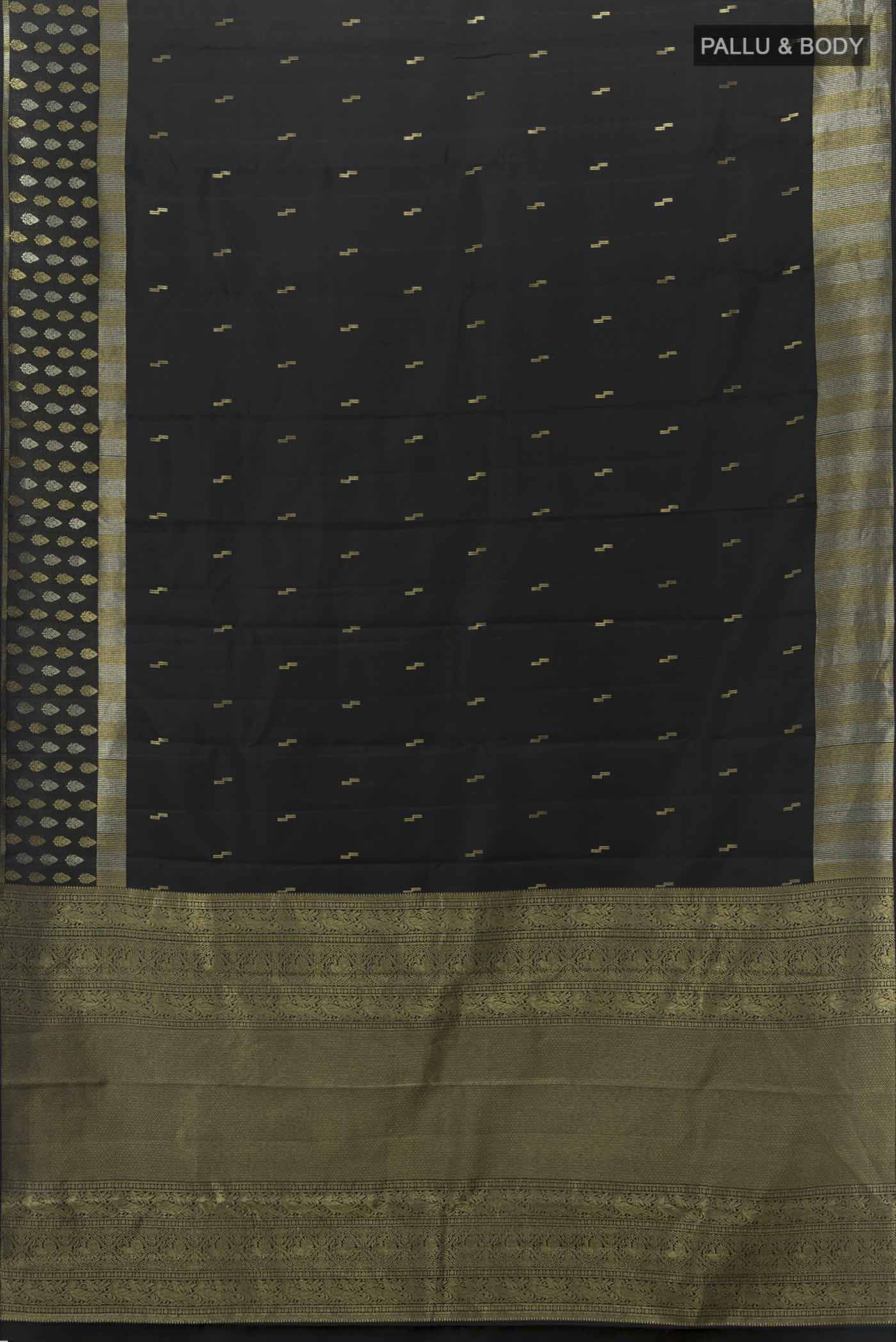Black Kanchipuram Silk Saree - Image 5