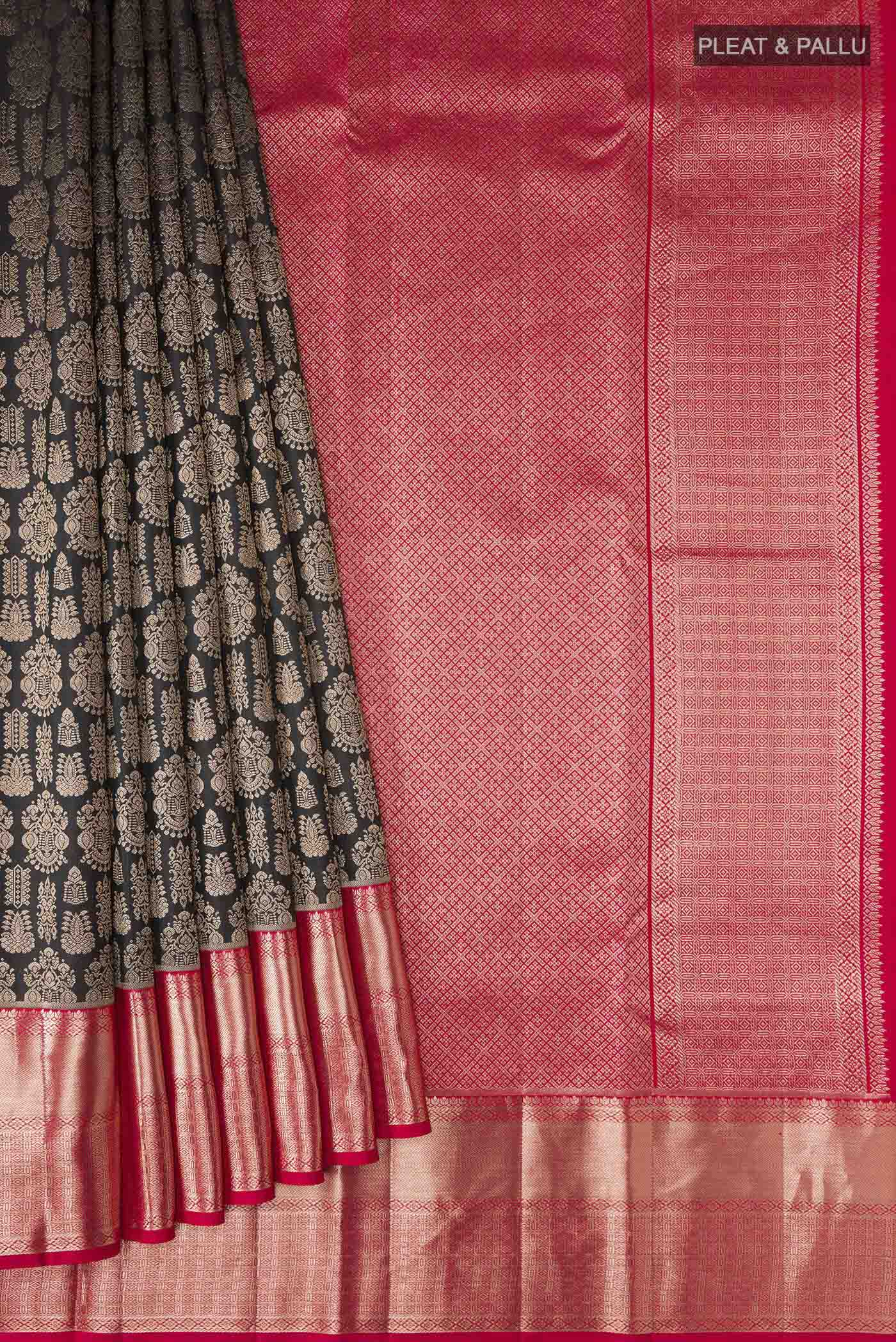 Black Kanchipuram Silk Saree - Image 4