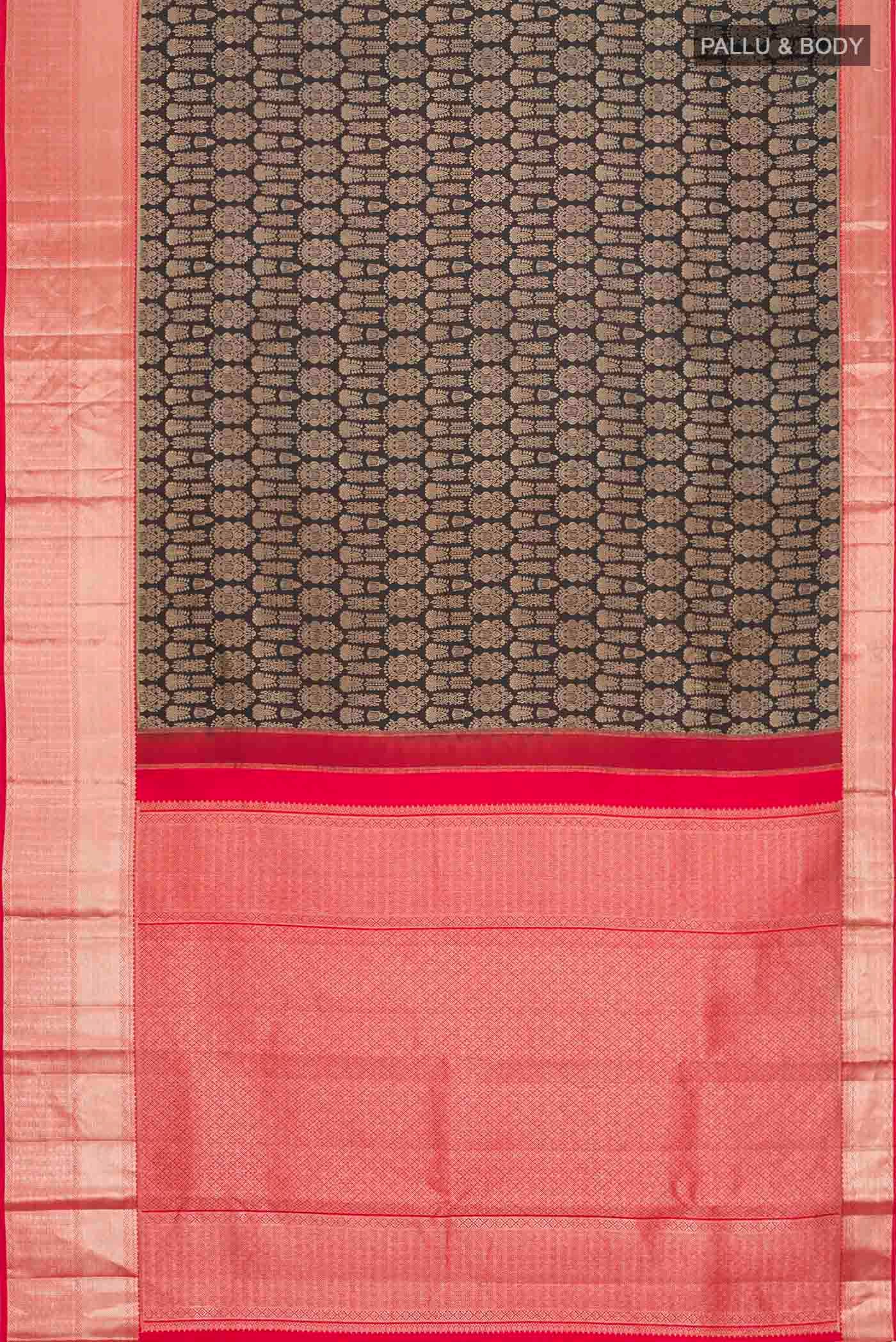 Black Kanchipuram Silk Saree - Image 6
