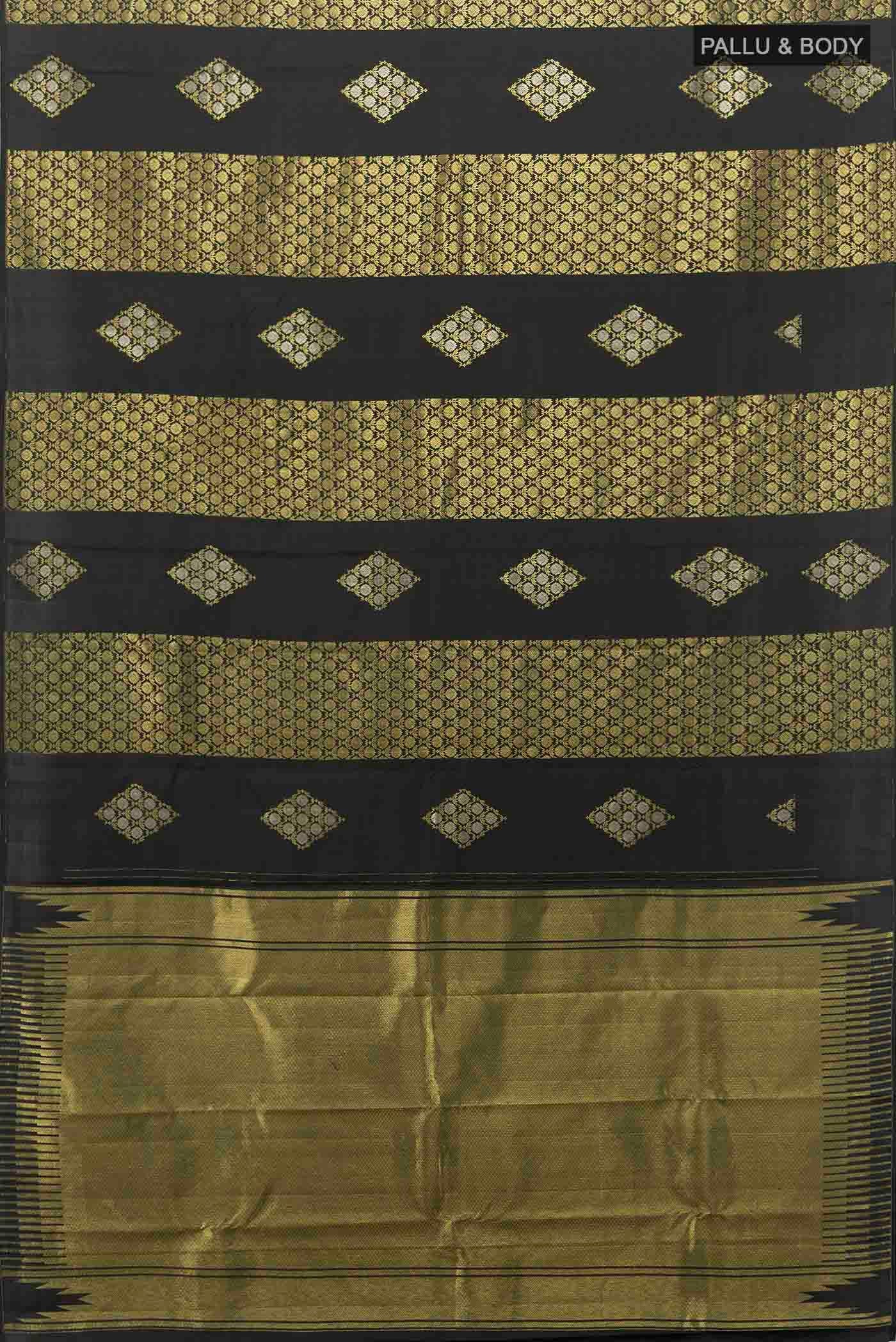 Black Kanchipuram Silk Saree - Image 5
