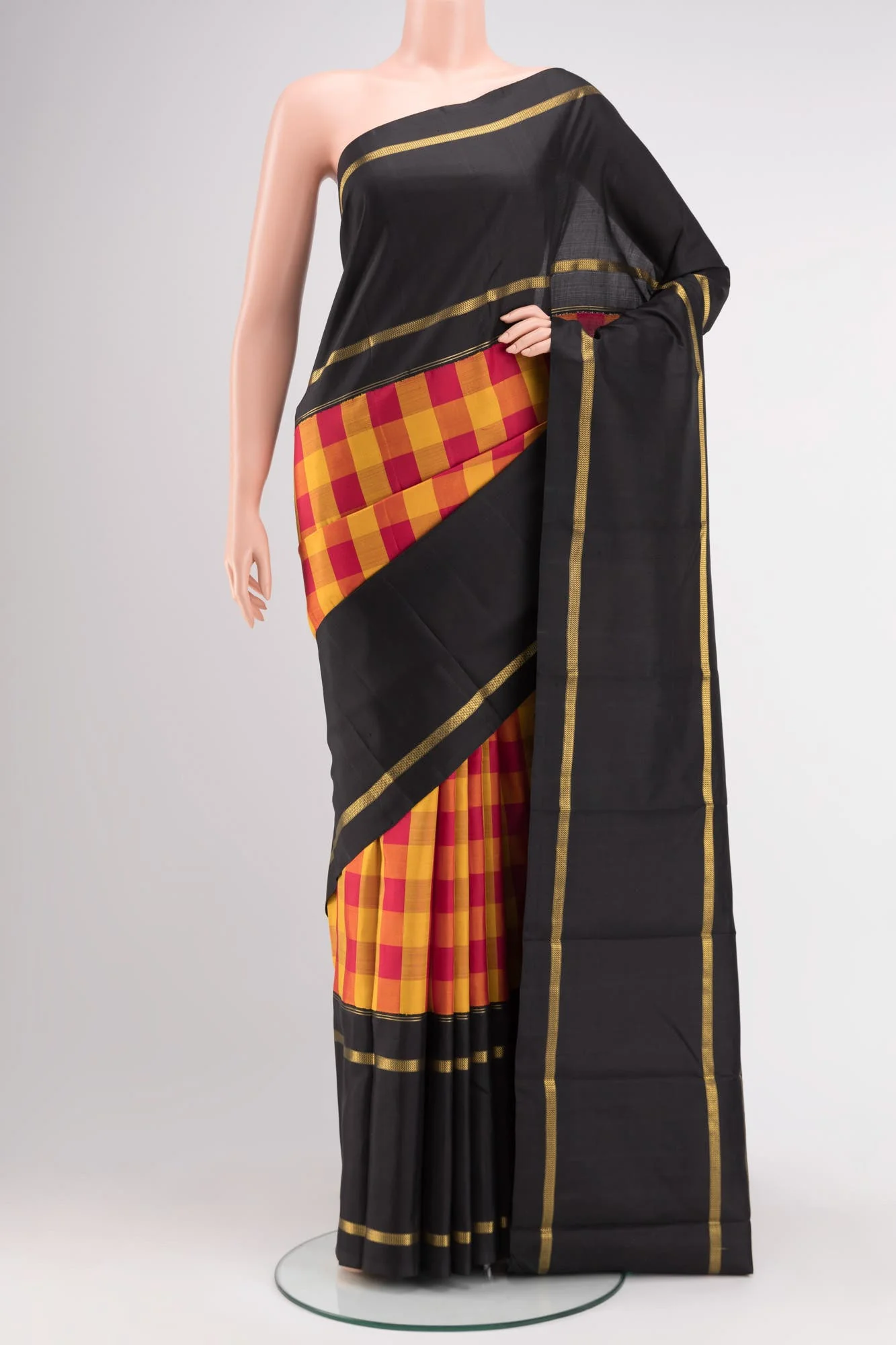 Pure Silk Pure Zari Black Kanchipuram Saree