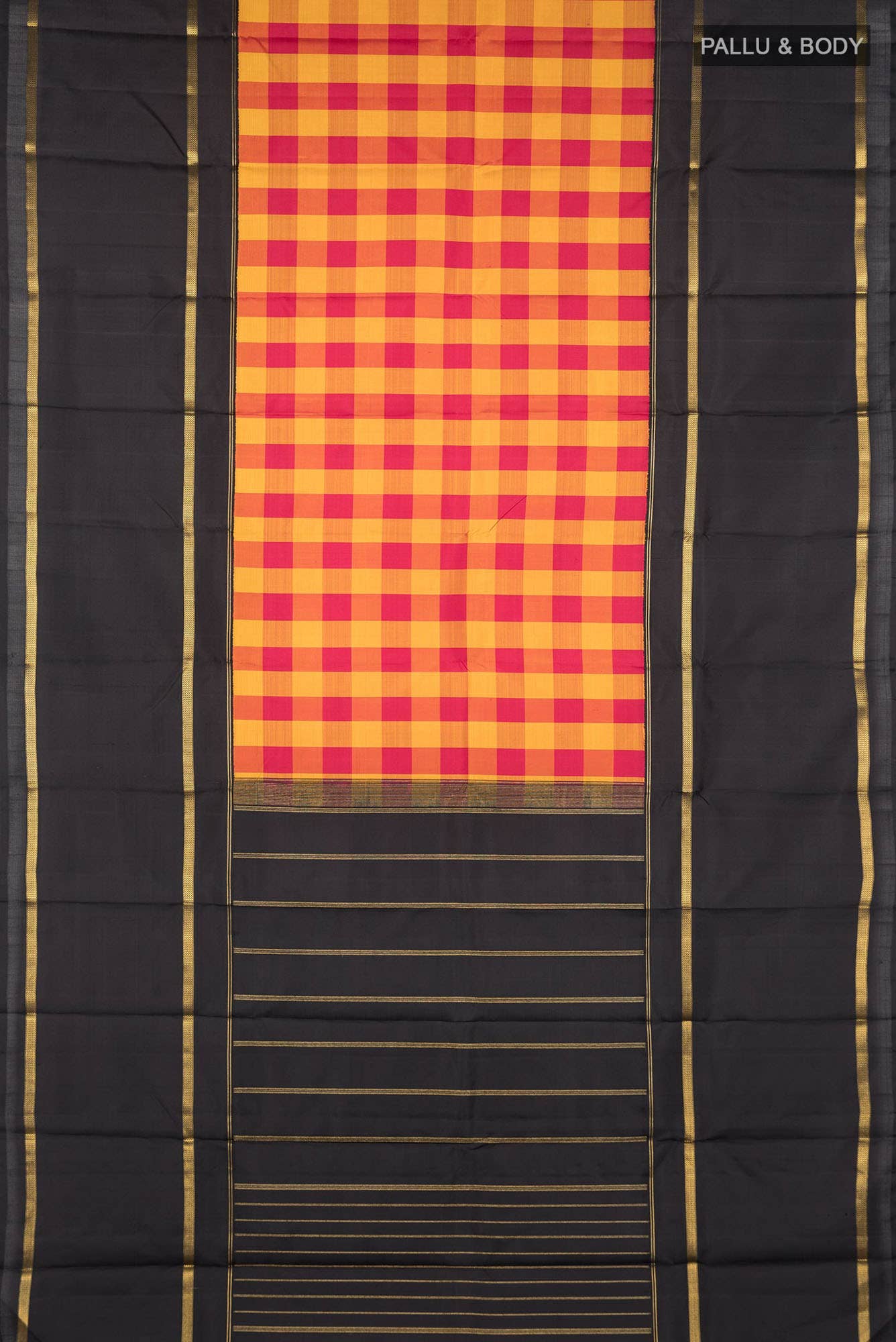 Pure Silk Pure Zari Black Kanchipuram Saree - Image 10