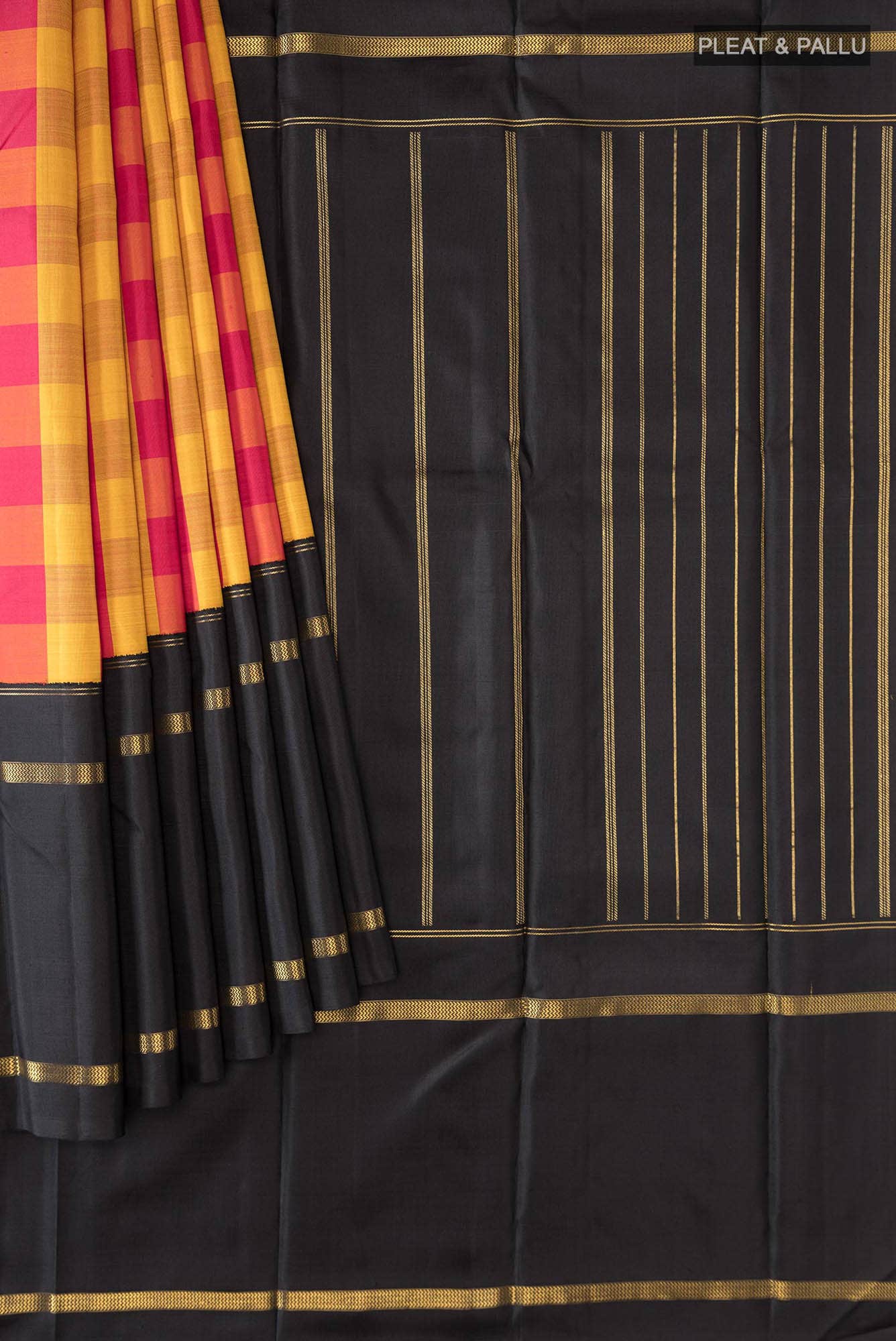Pure Silk Pure Zari Black Kanchipuram Saree - Image 8