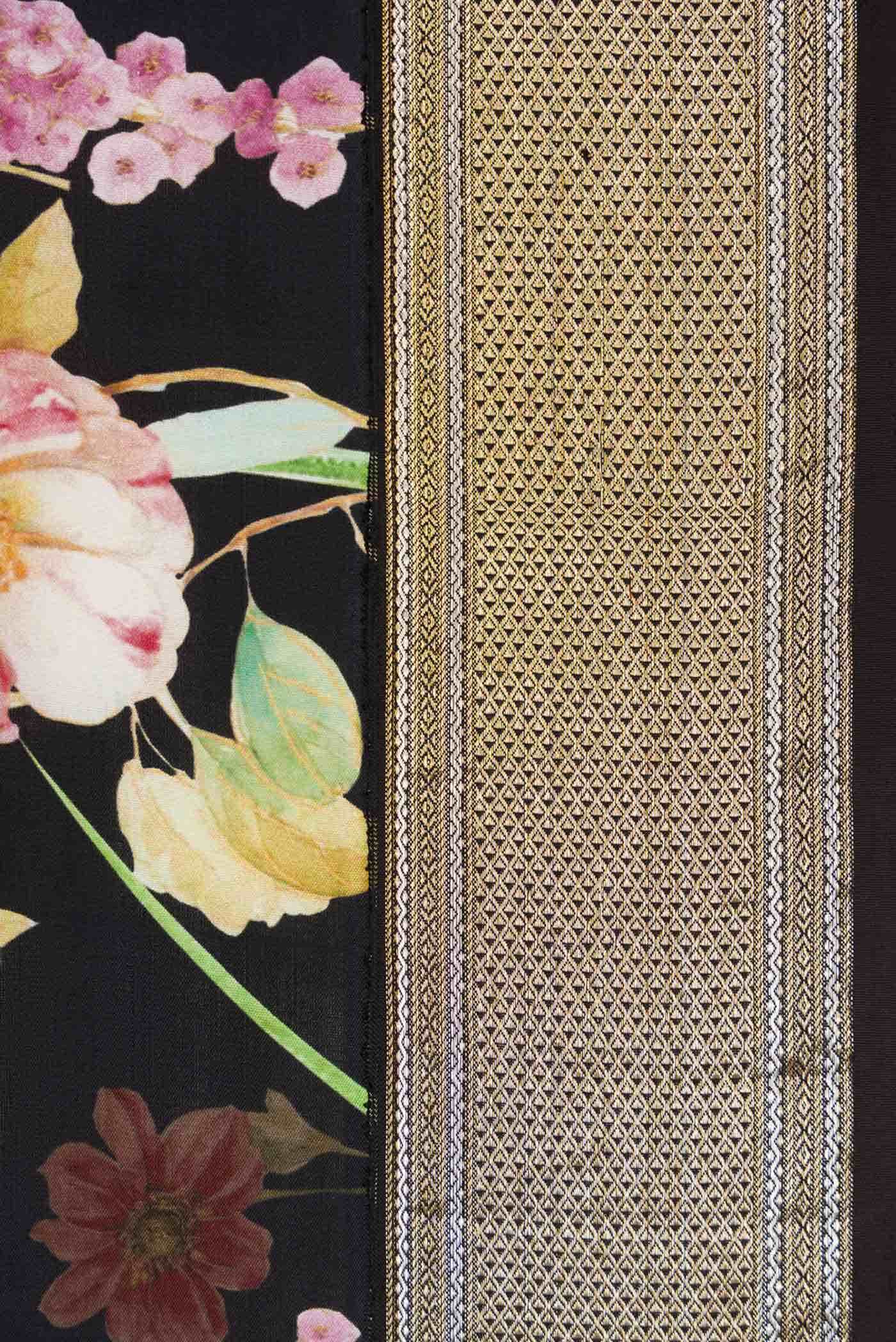Pure Silk Pure Zari Black Kanchipuram Saree - Image 13