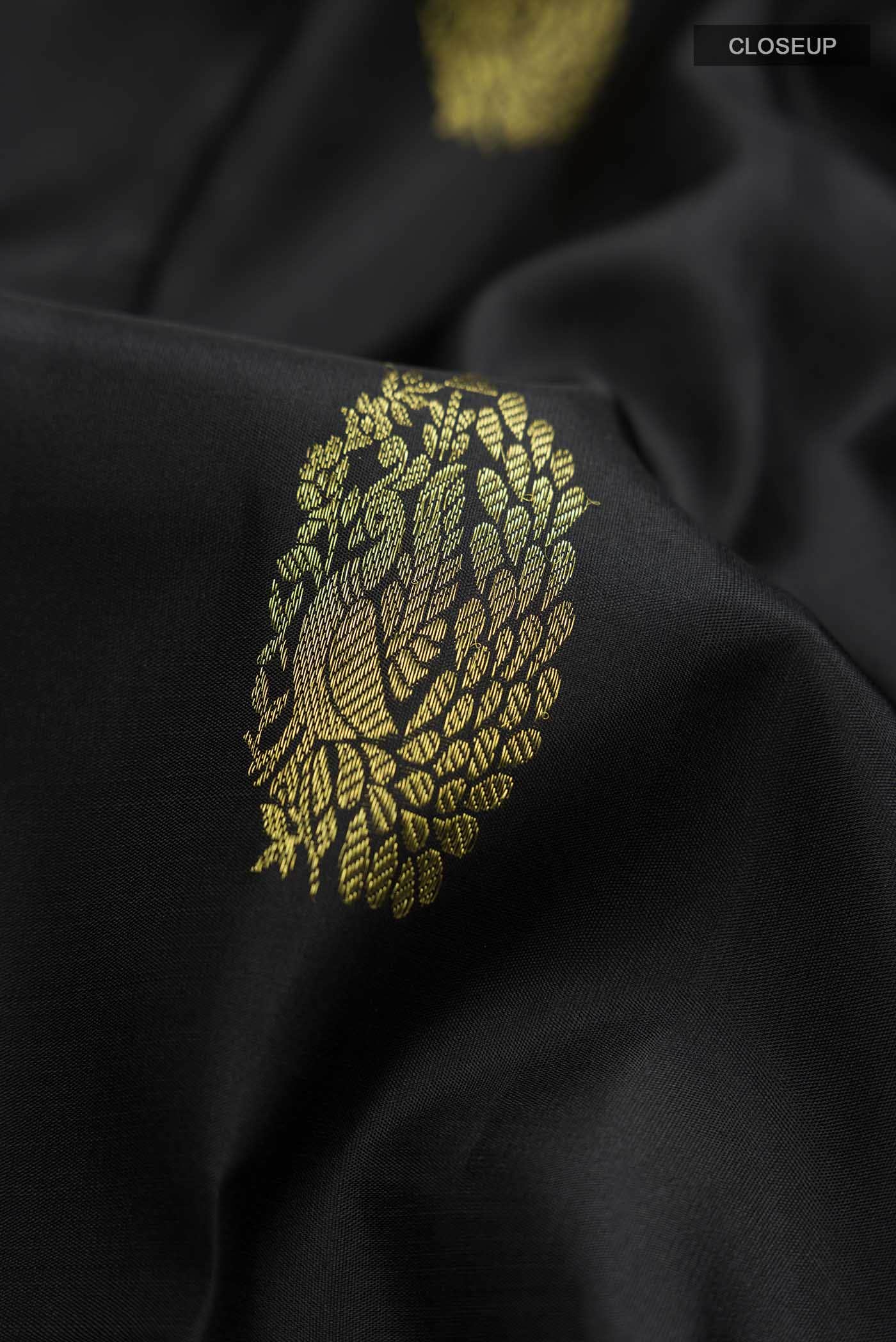 Black Kanchipuram Silk Saree - Image 3