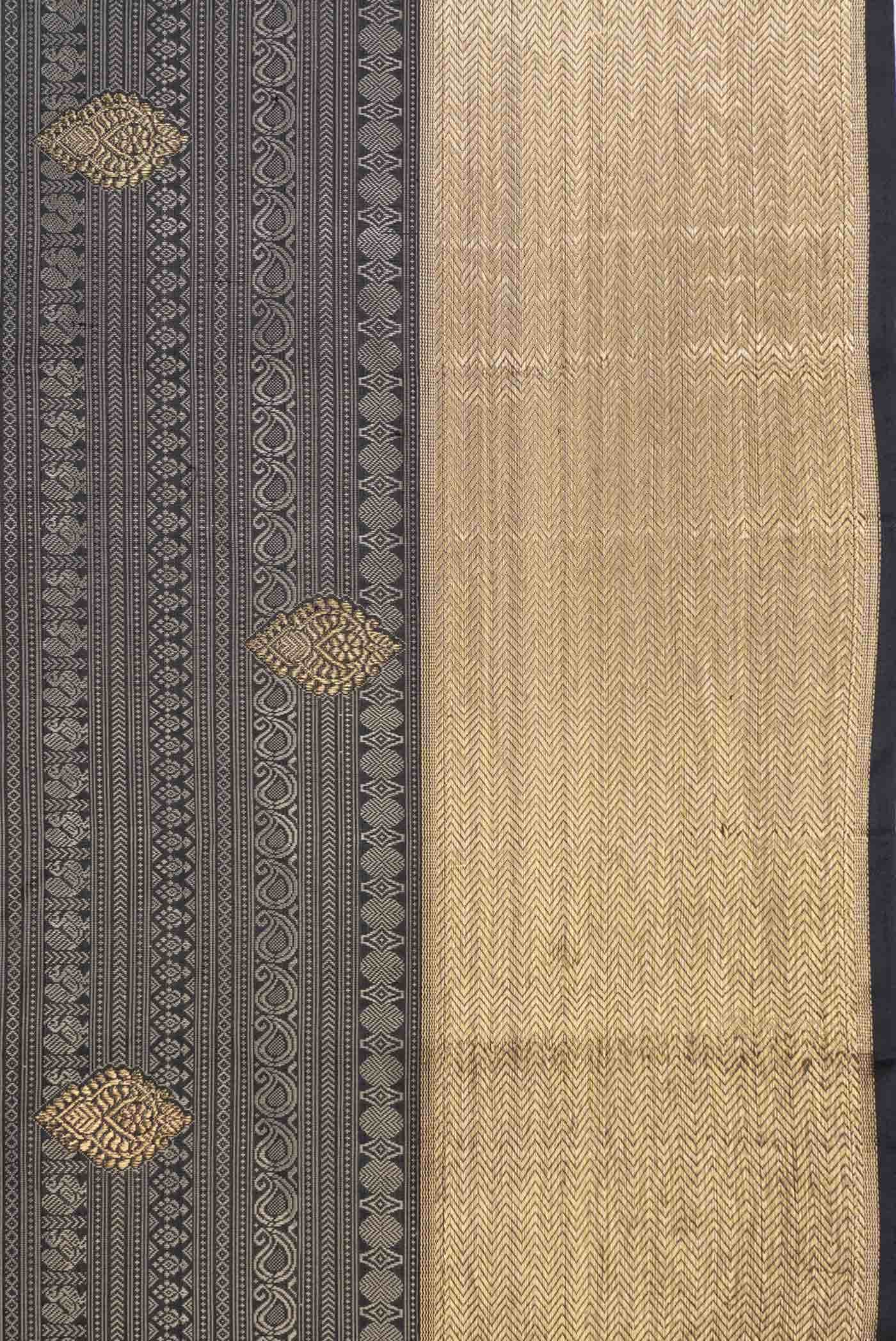 Pure Silk Pure Zari Black Kanjivaram Saree - Image 6