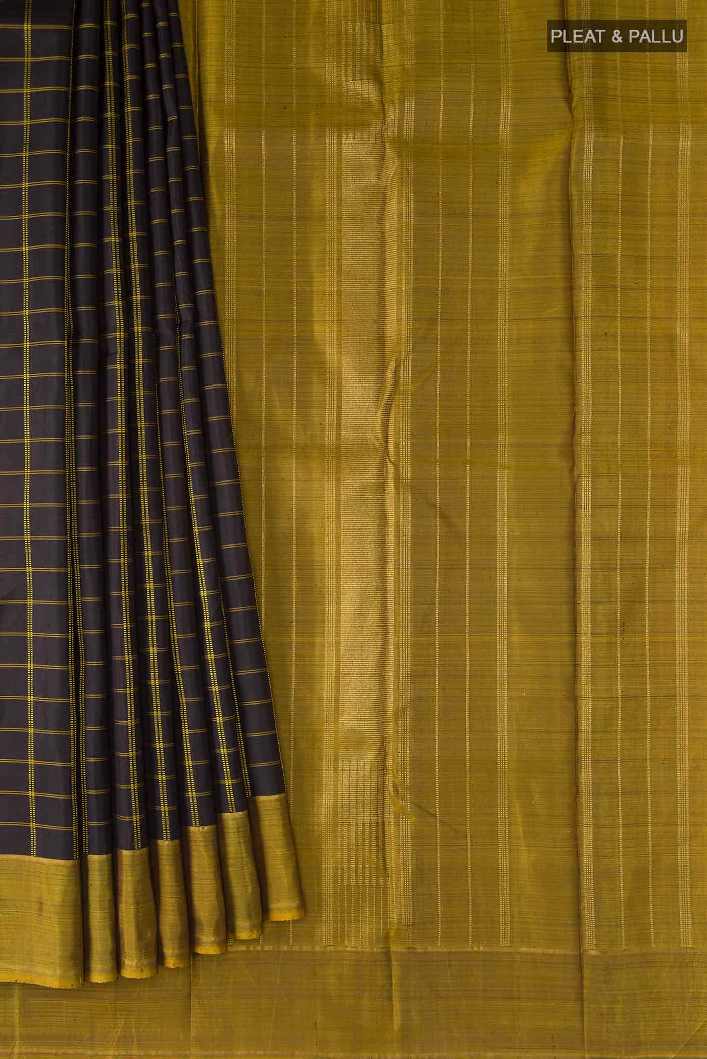 Pure Silk Pure Zari Black Kanjivaram Saree - Image 2