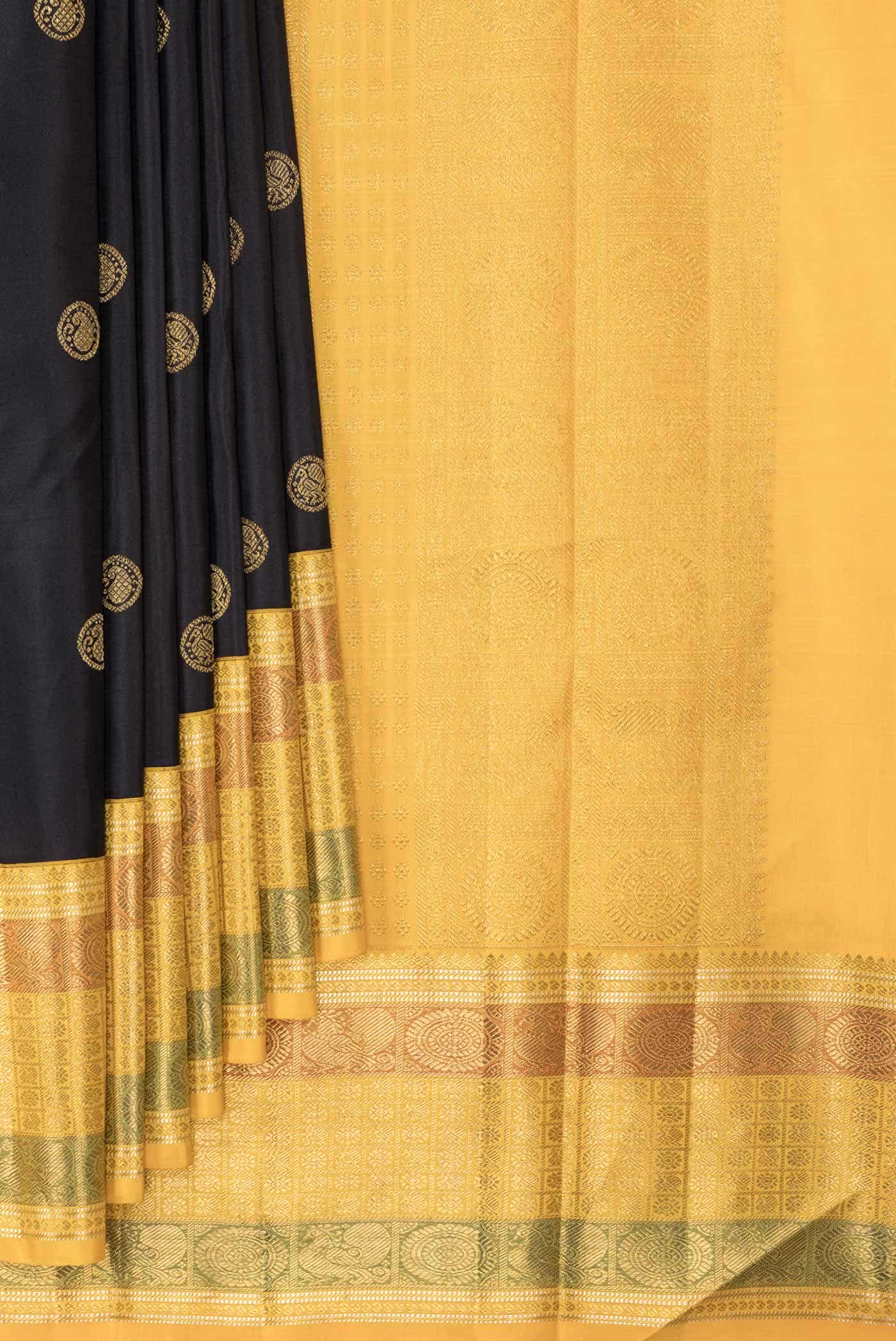 Black Kanchipuram Silk Saree - Image 2