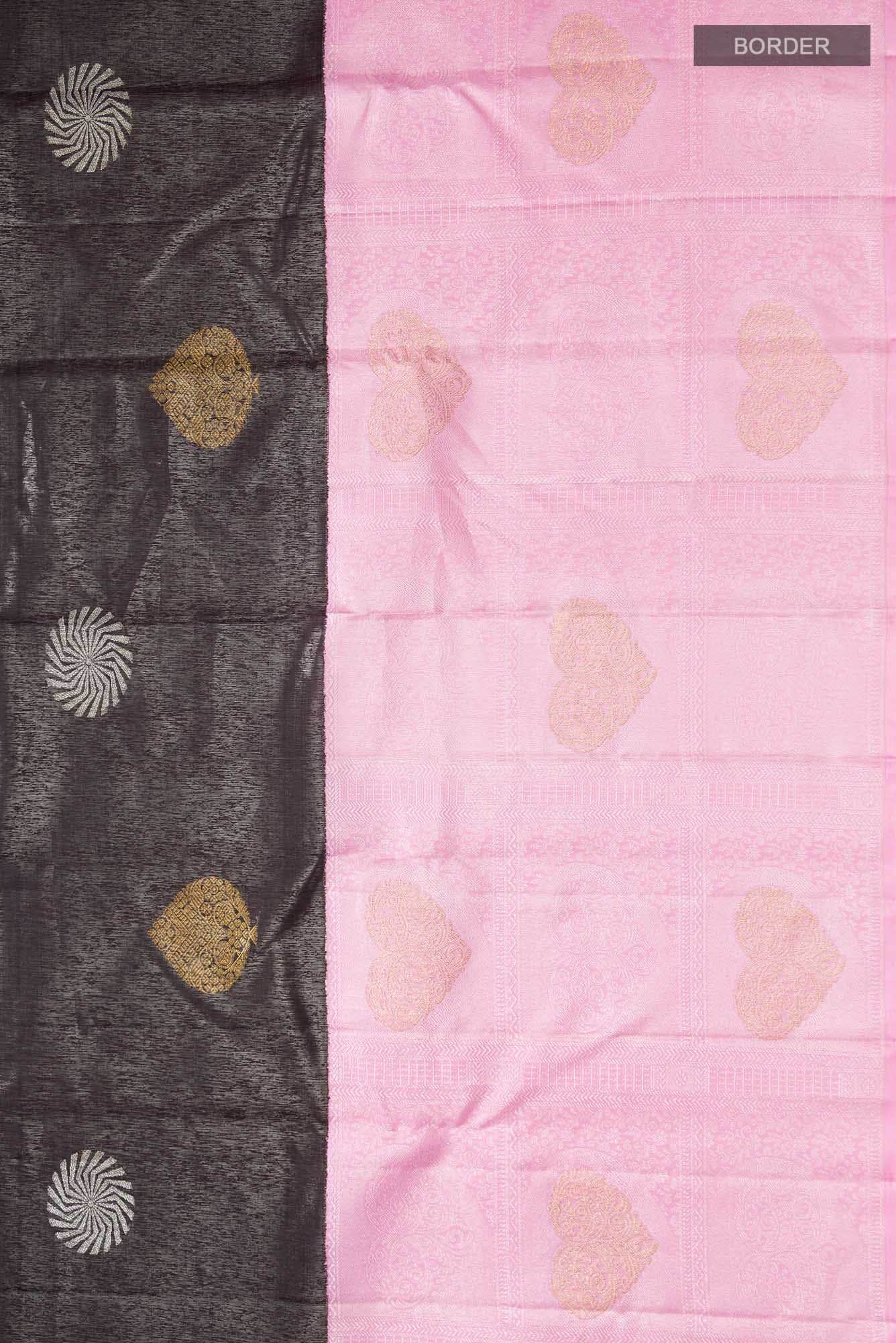 Black Kanchipuram Silk Saree - Image 6