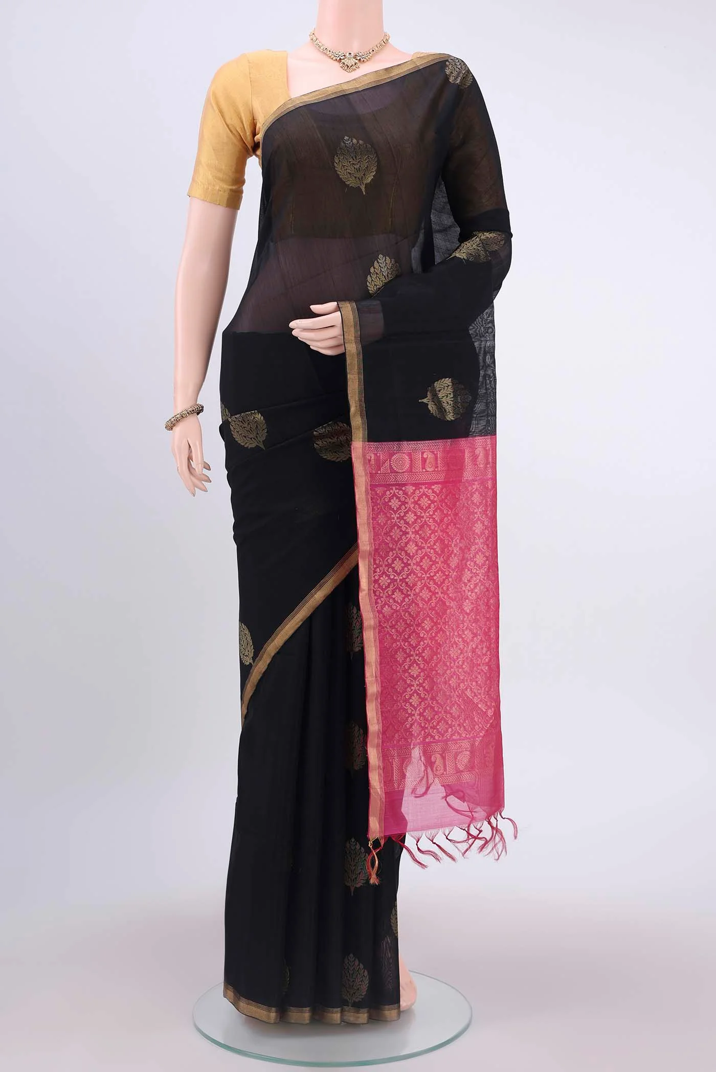 Black Kora Cotton Saree